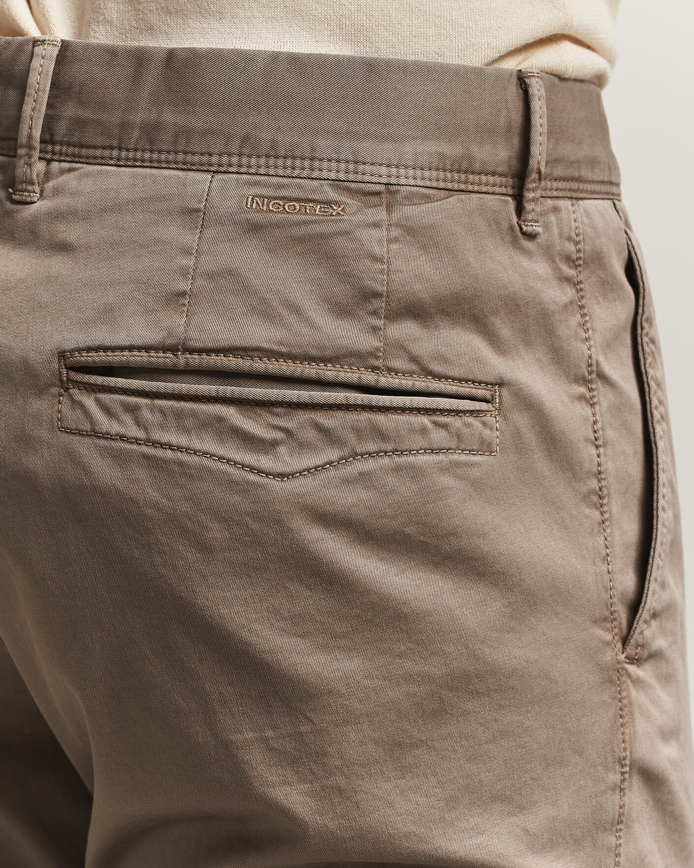 Heren | Broeken | Incotex | Slim Fit Garment Dyed Slacks Taupe