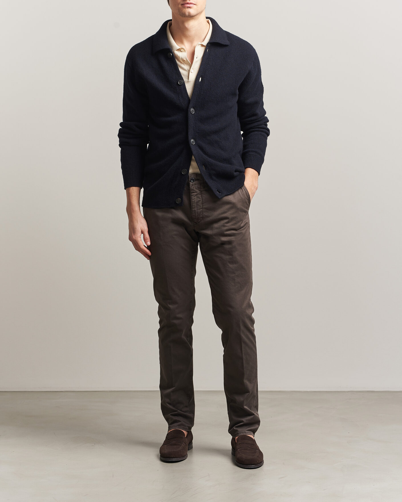 Heren | Broeken | Incotex | Slim Fit Garment Dyed Slacks Dark Brown