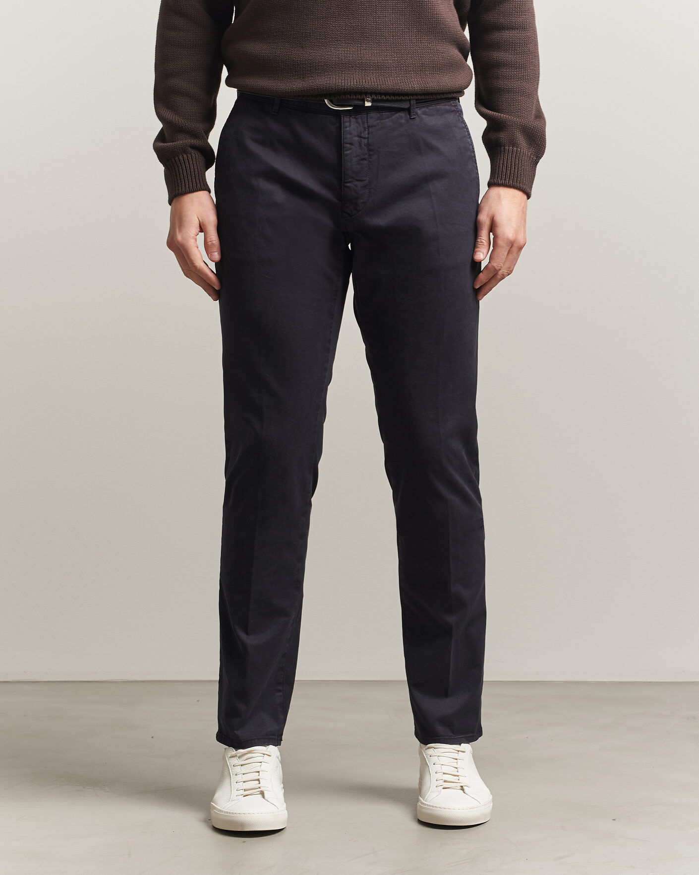 Homme | Pantalons | Incotex | Slim Fit Garment Dyed Slacks Navy
