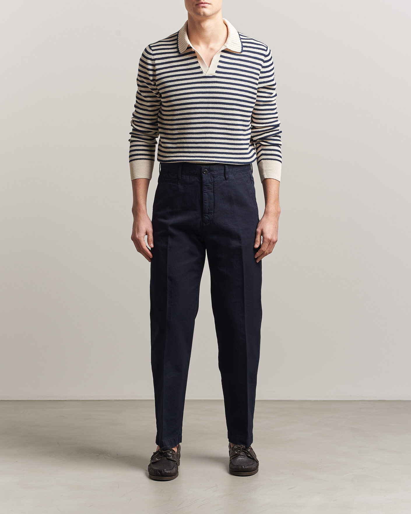Heren | Broeken | Incotex | Regular Fit Cotton/Linen Slacks Navy