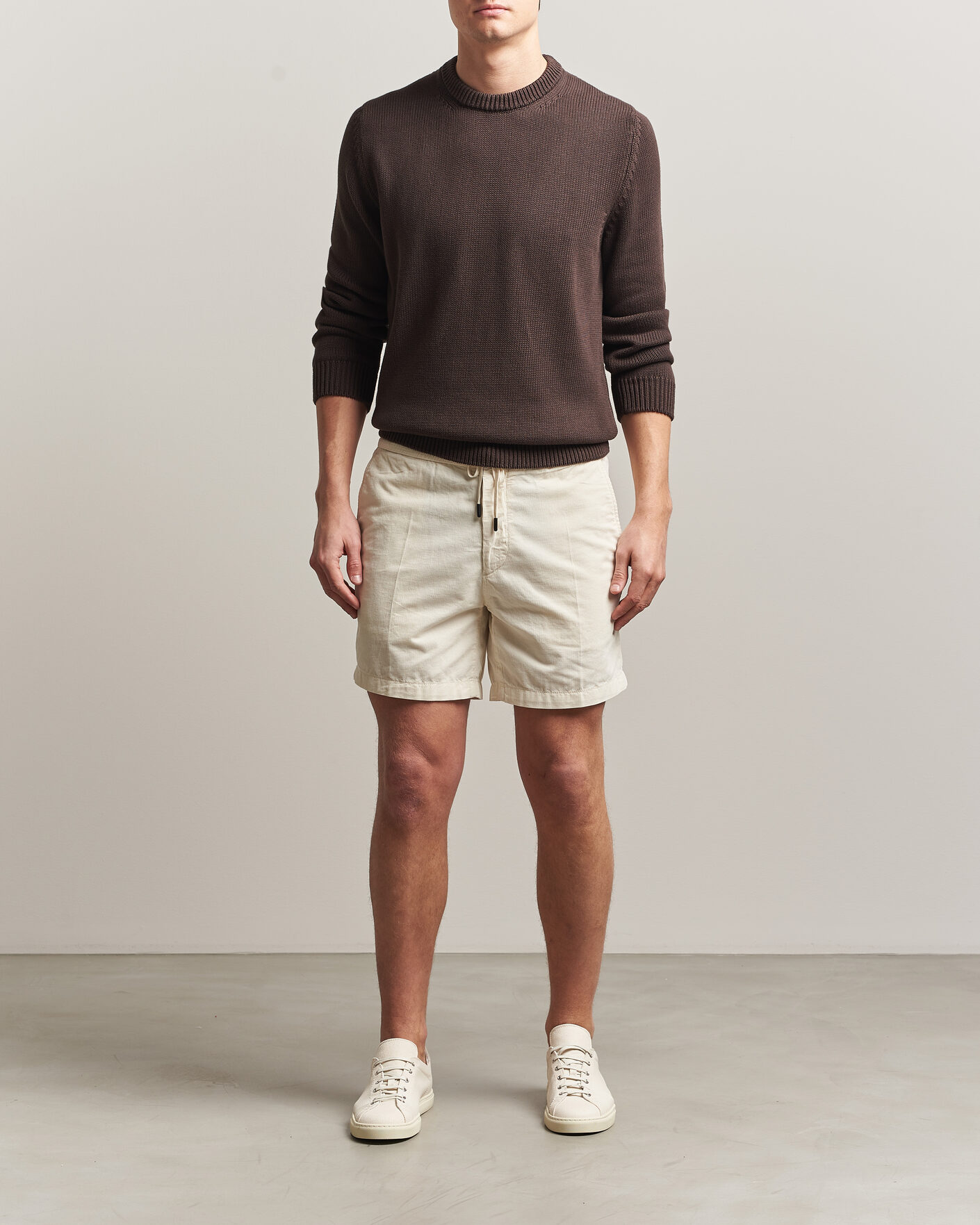 Homme | Shorts | Incotex | Baby Corduroy Drawstring Shorts Off White