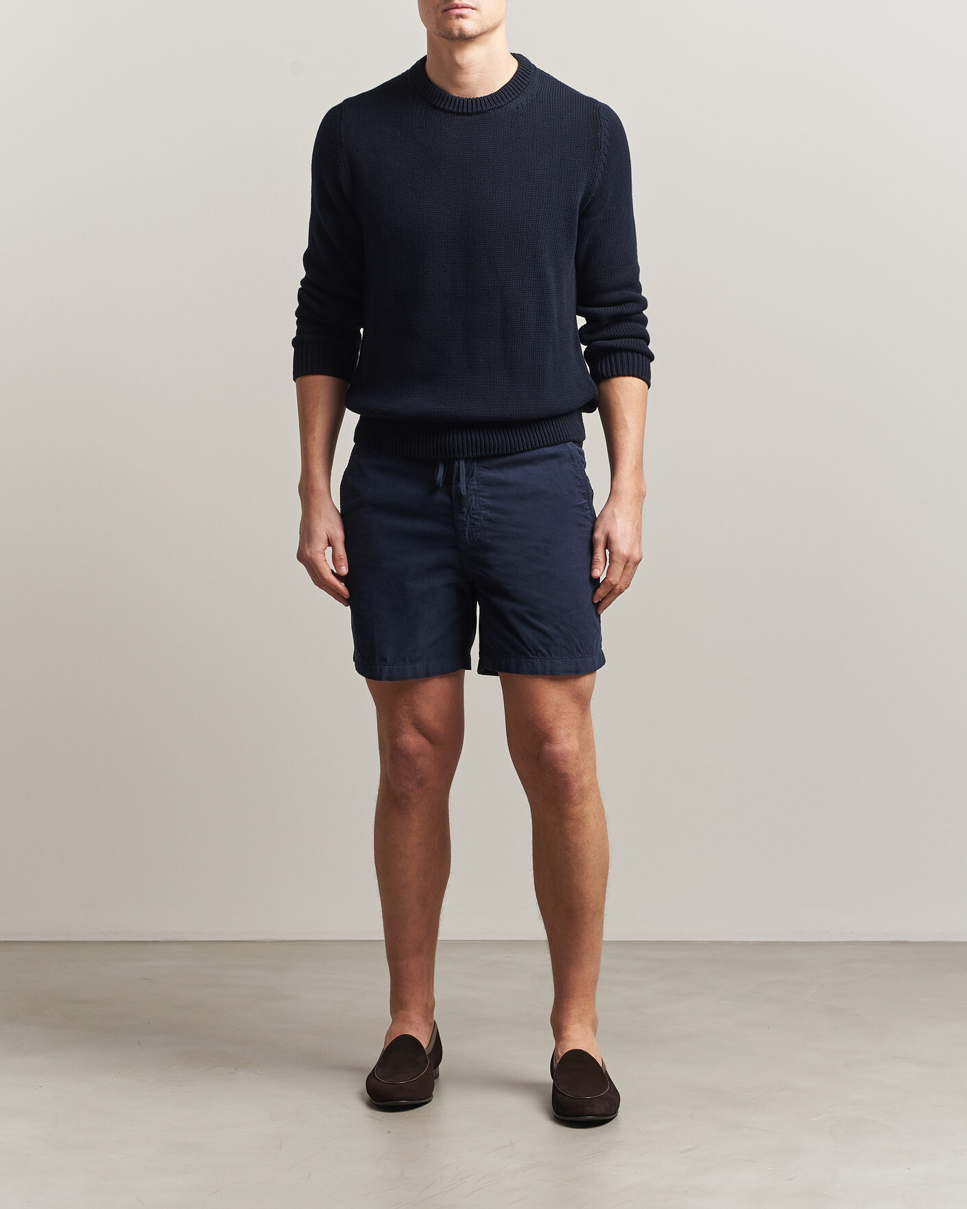 Homme | Shorts | Incotex | Baby Corduroy Drawstring Shorts Navy