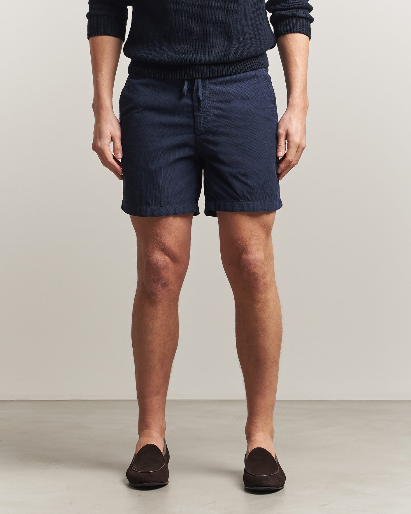 Homme | Shorts | Incotex | Baby Corduroy Drawstring Shorts Navy