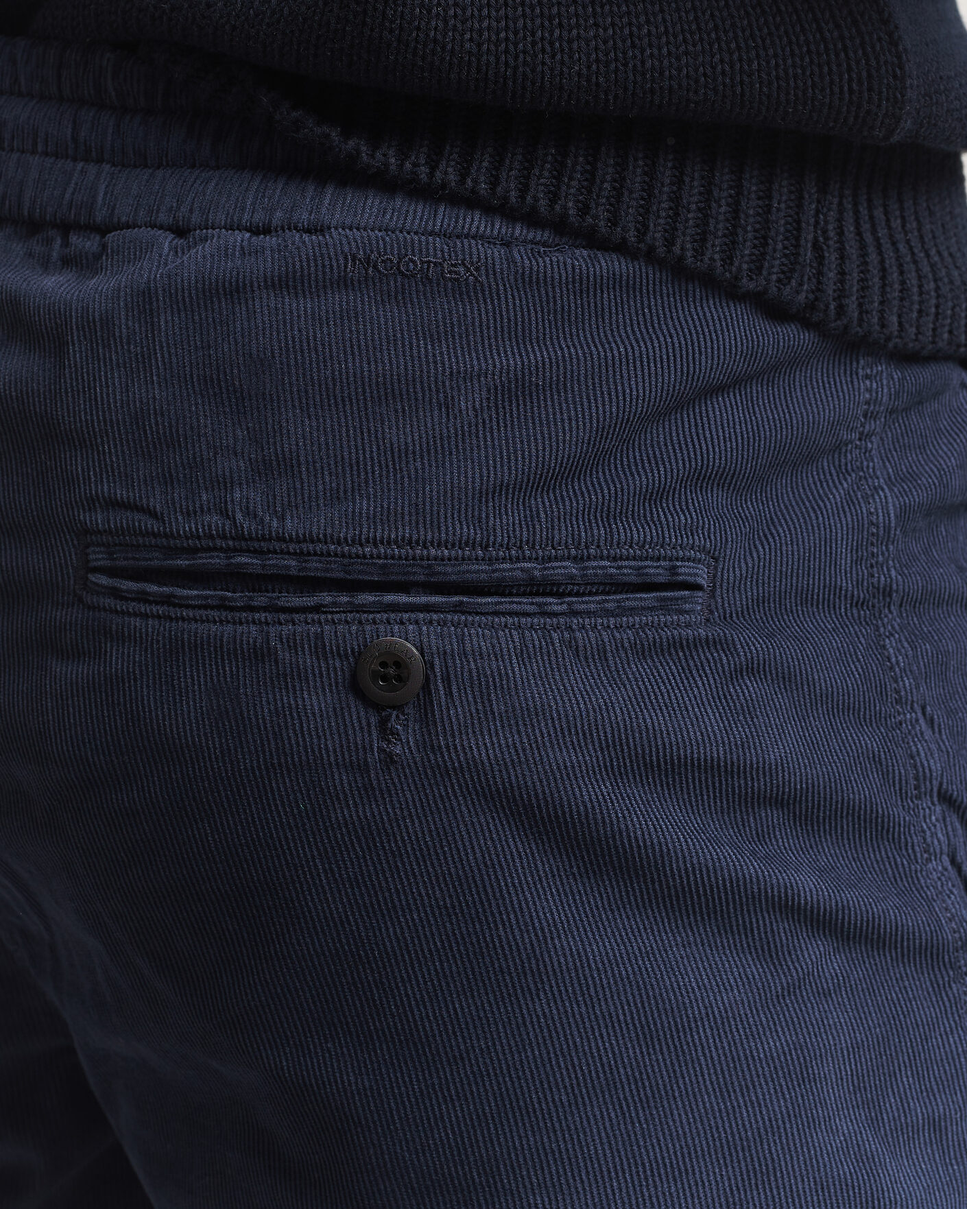 Heren | Korte broek | Incotex | Baby Corduroy Drawstring Shorts Navy