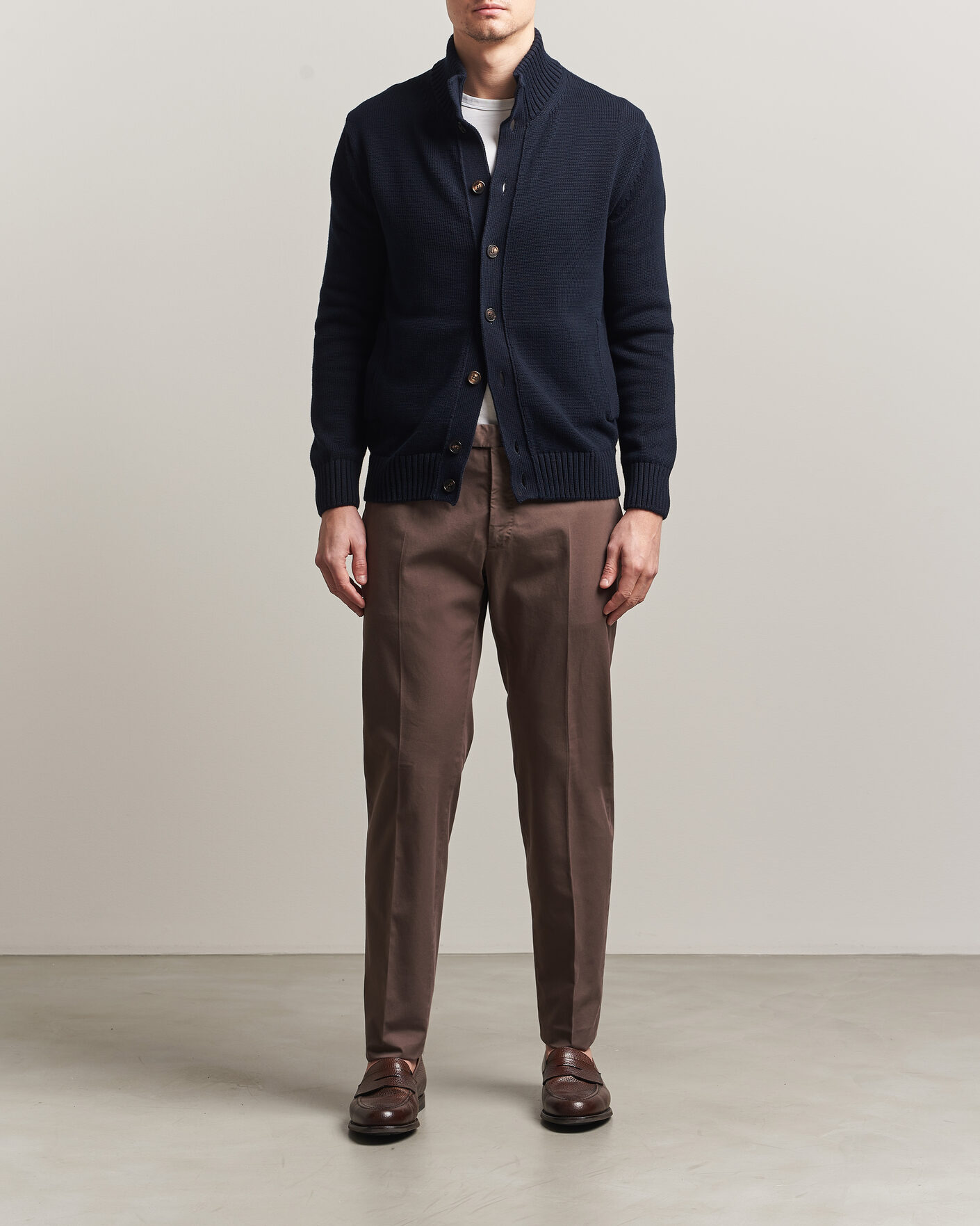 Heren | Broeken | Incotex | Slim Fit Comfort Chinos Dark Brown