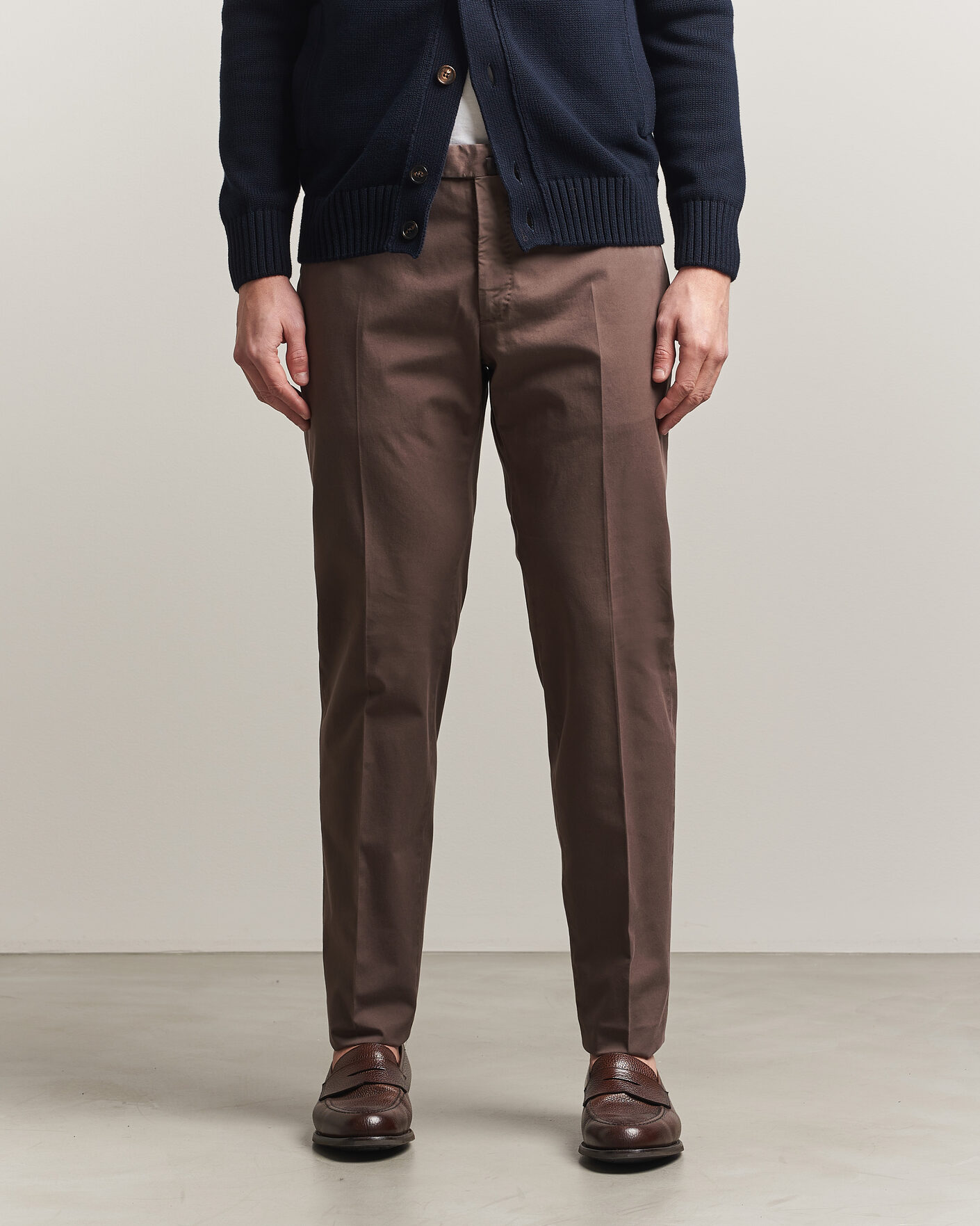 Heren | Broeken | Incotex | Slim Fit Comfort Chinos Dark Brown