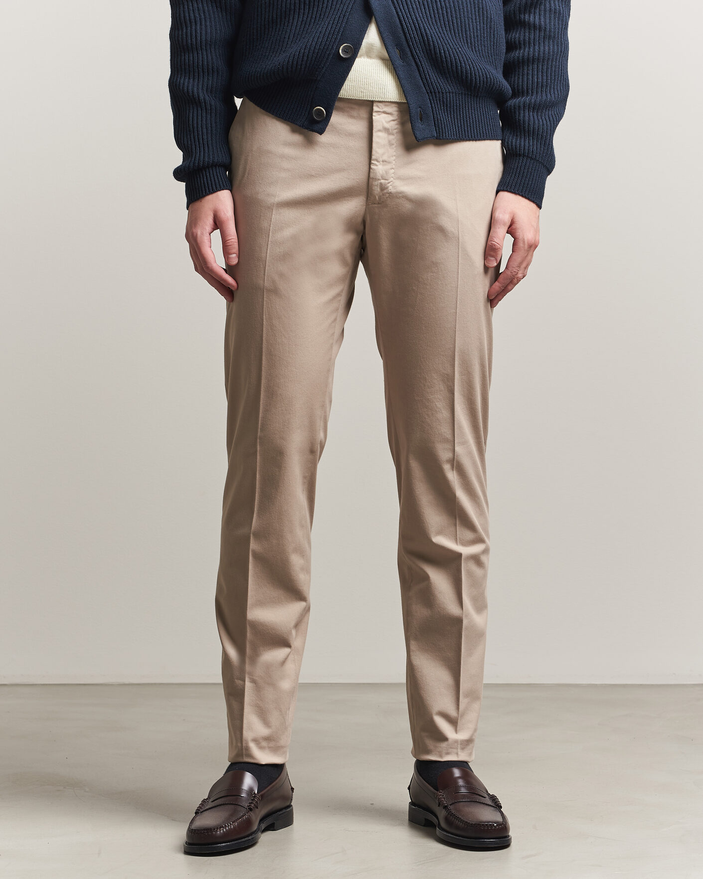 Heren | Broeken | Incotex | Slim Fit Comfort Chinos Sand