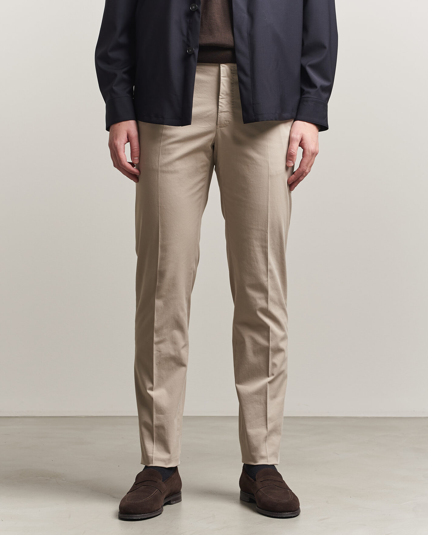 Heren | Broeken | Incotex | Regular Fit Comfort Chinos Sand
