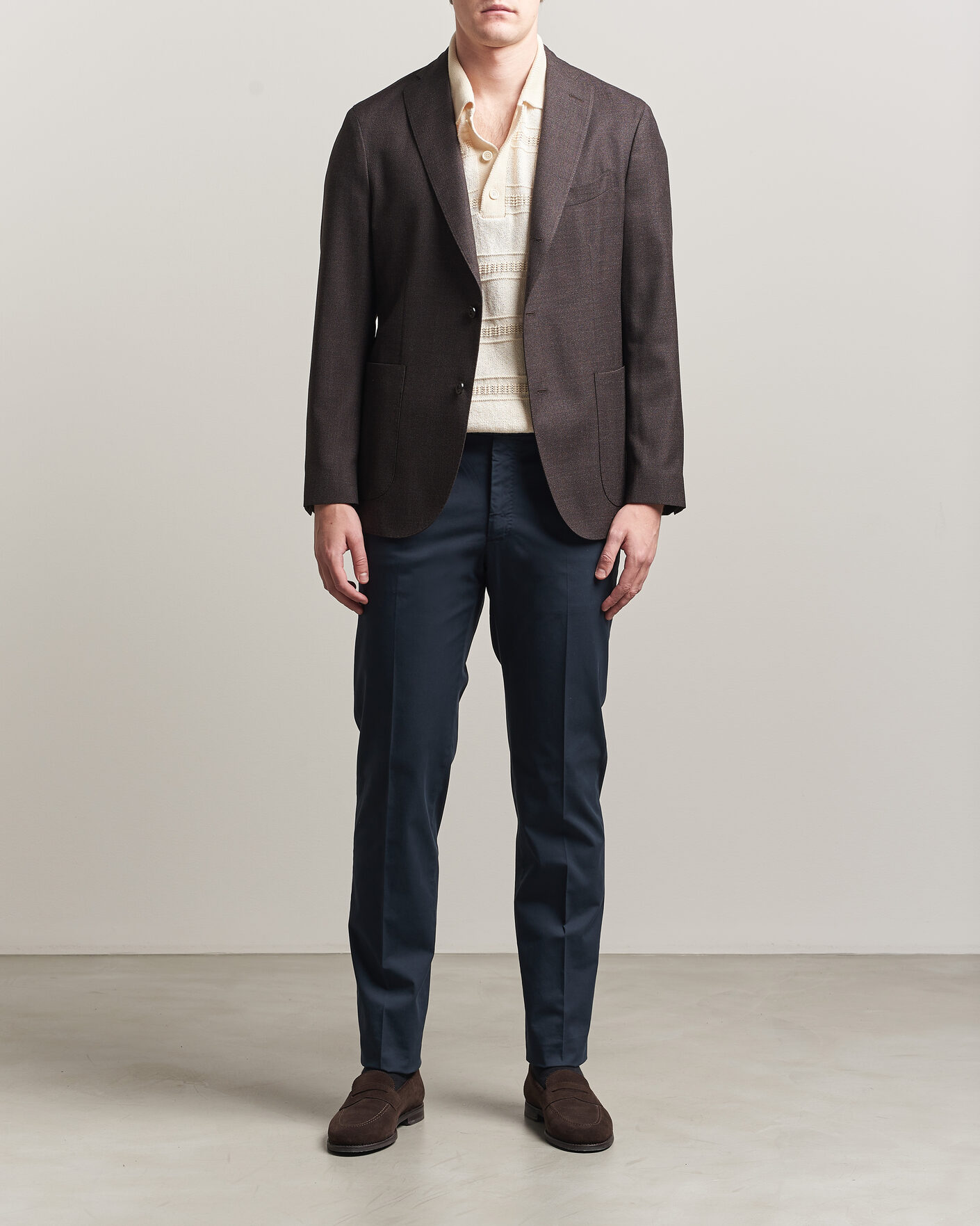 Heren | Broeken | Incotex | Regular Fit Comfort Chinos Navy