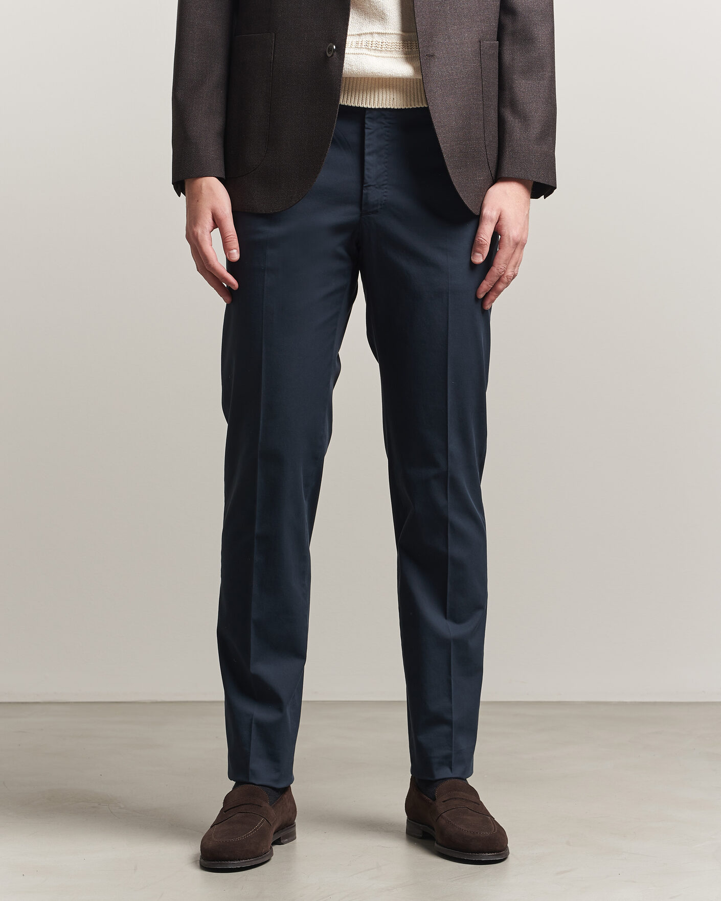 Heren | Broeken | Incotex | Regular Fit Comfort Chinos Navy