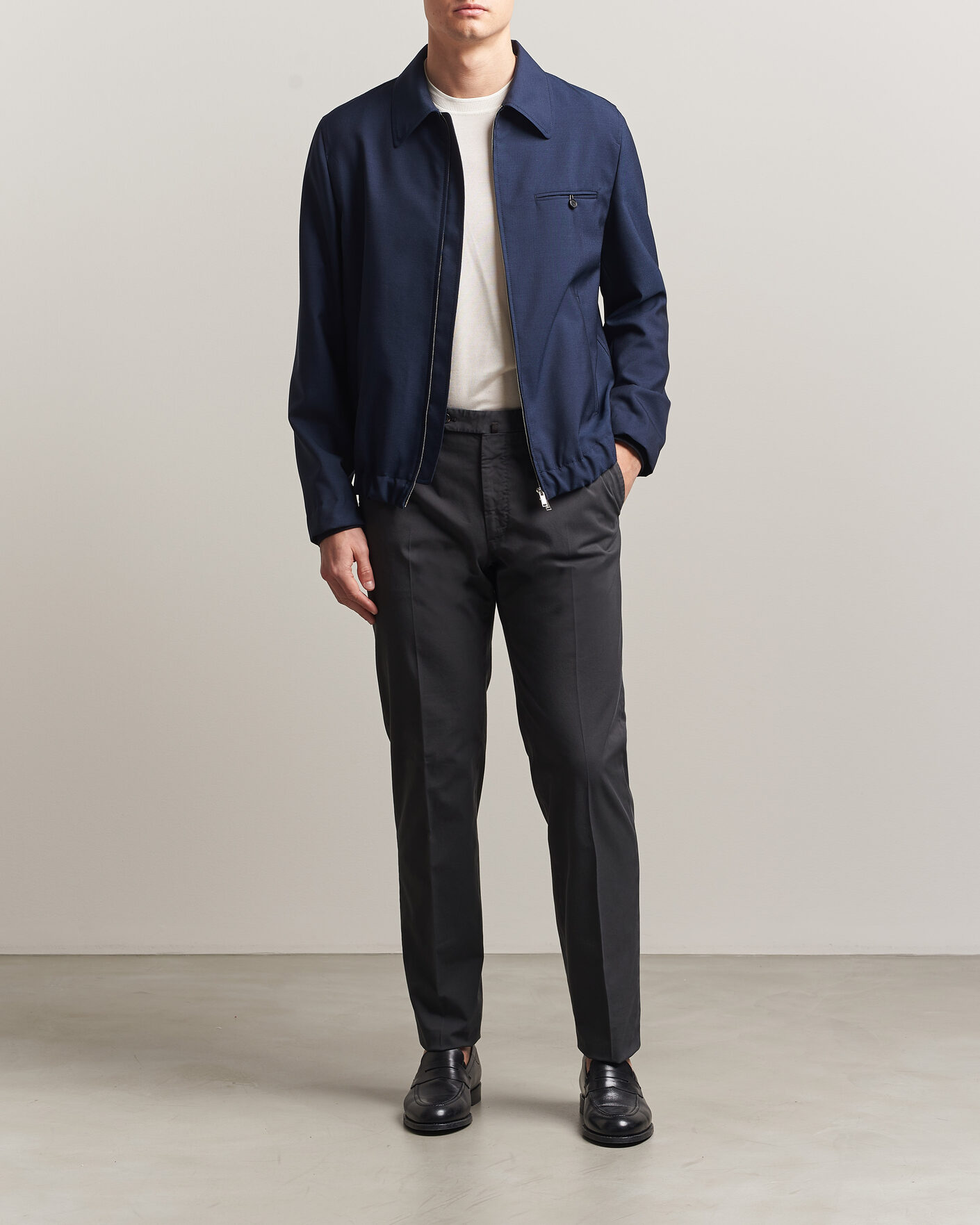 Heren | Broeken | Incotex | Regular Fit Comfort Chinos Dark Grey