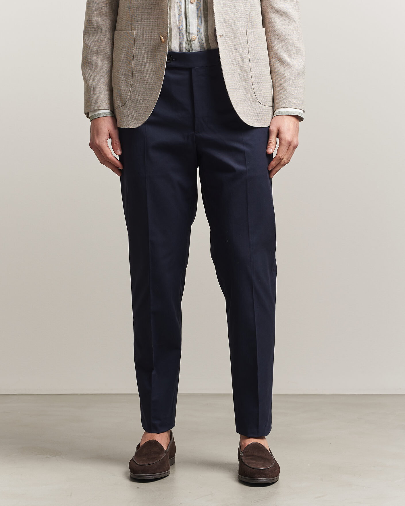Heren | Broeken | Incotex | Regular Fit Flexgab Cotton Chinos Navy