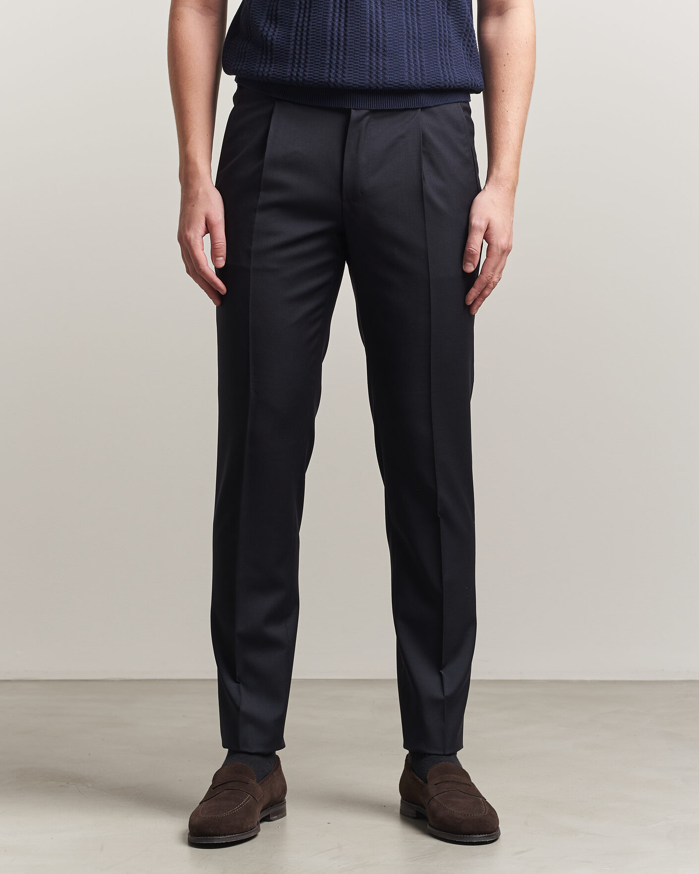 Heren | Broeken | Incotex | Regular Fit Super 100s Wool Pants Blue