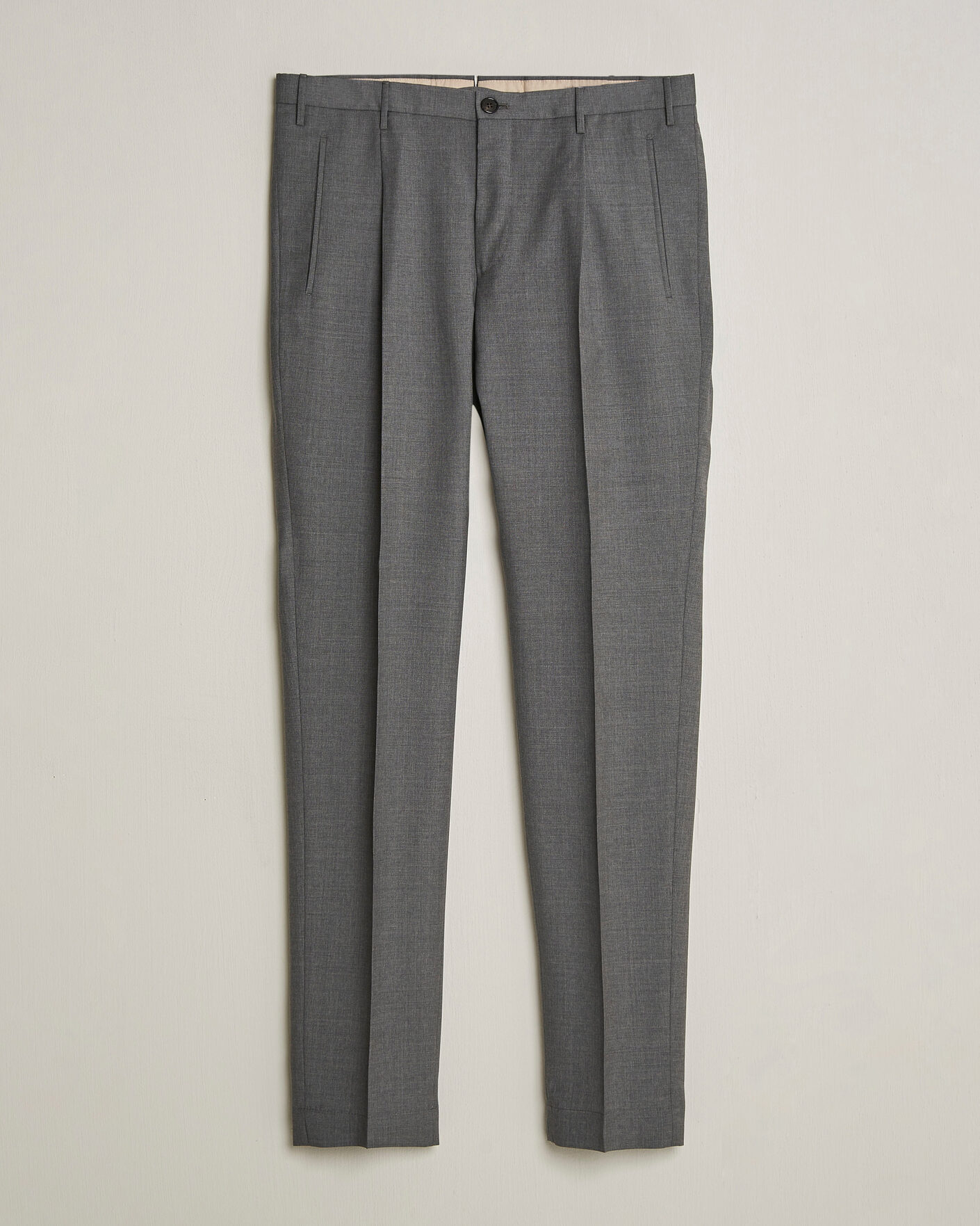 Heren | Broeken | Incotex | Regular Fit Super 100s Wool Pants Grey Melange