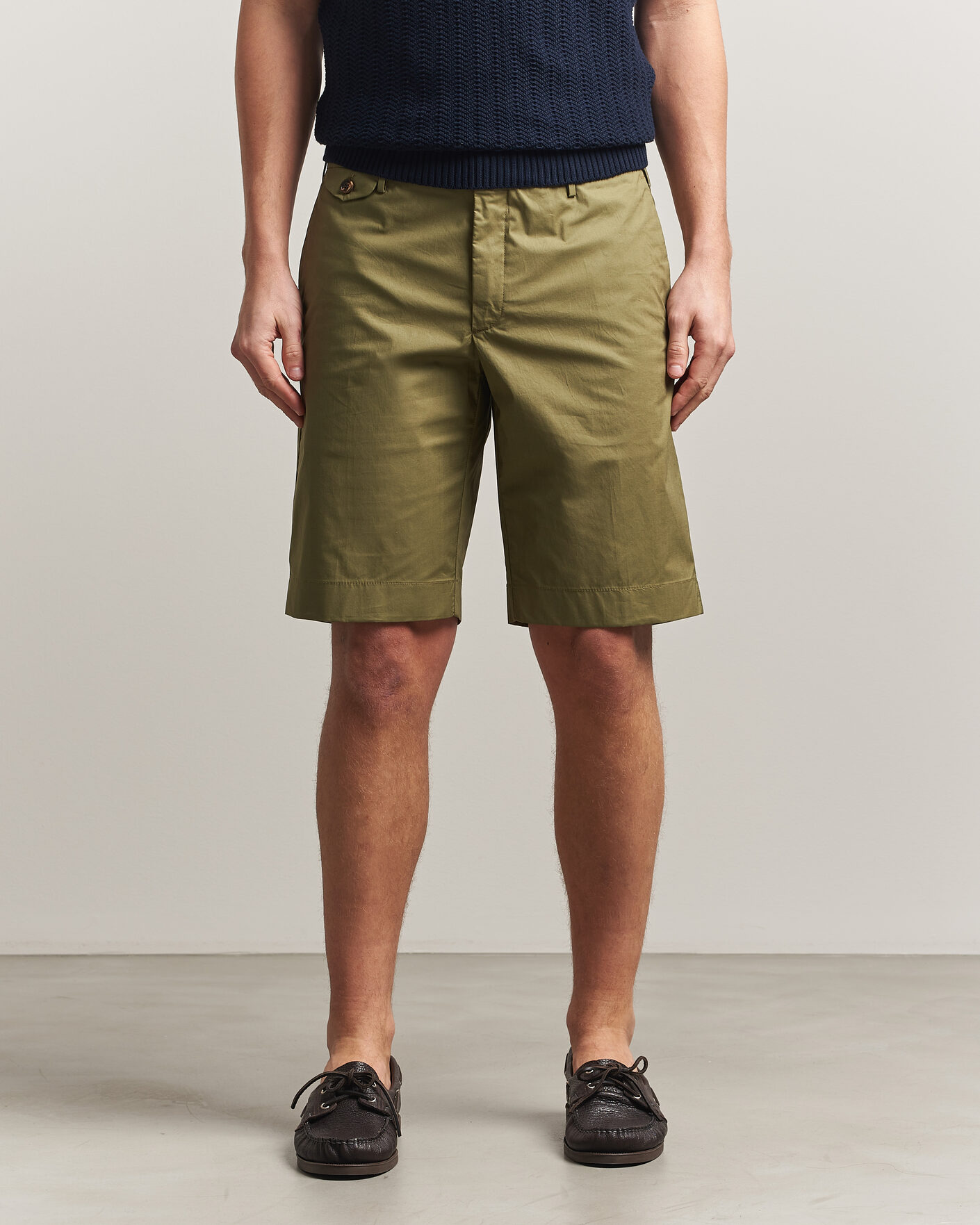 Homme | Shorts | Incotex | Cotton Poplin Shorts Olive