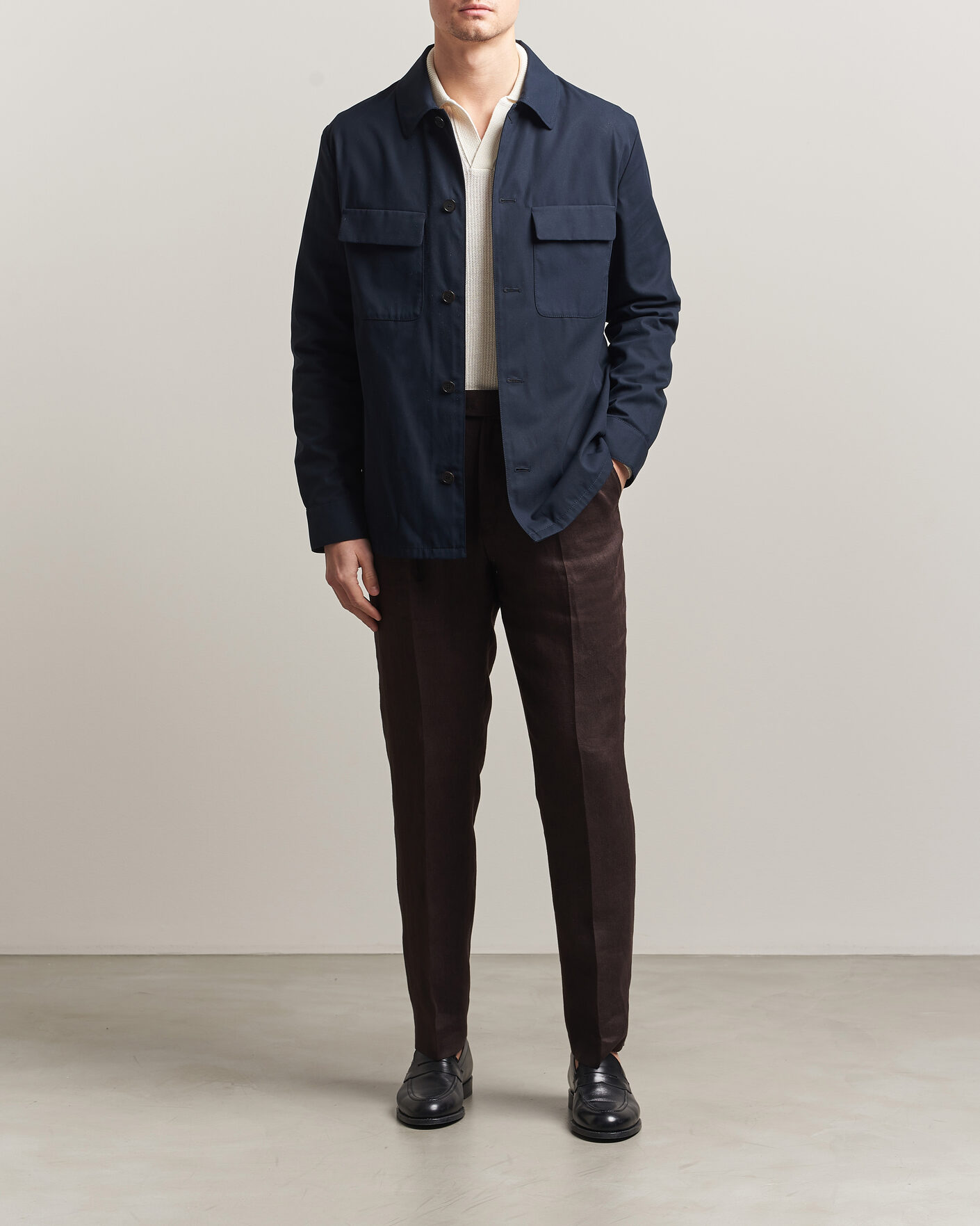 Heren | Overhemden | Incotex | Ice Cotton Twill Overshirt Navy