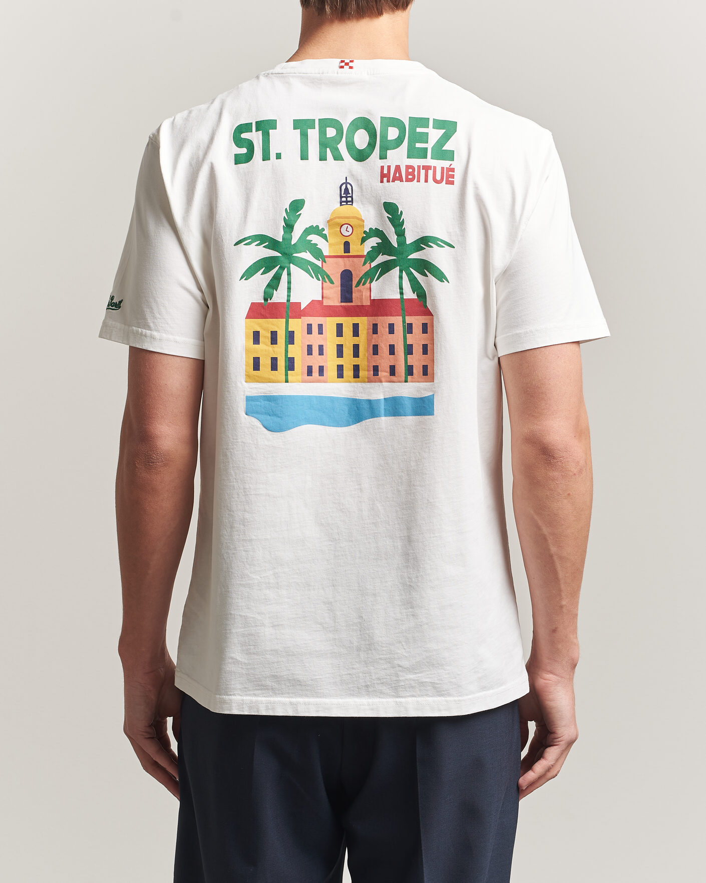 Heren | T-shirts | MC2 Saint Barth | Back Printed Cotton T-Shirt St Tropez Sun