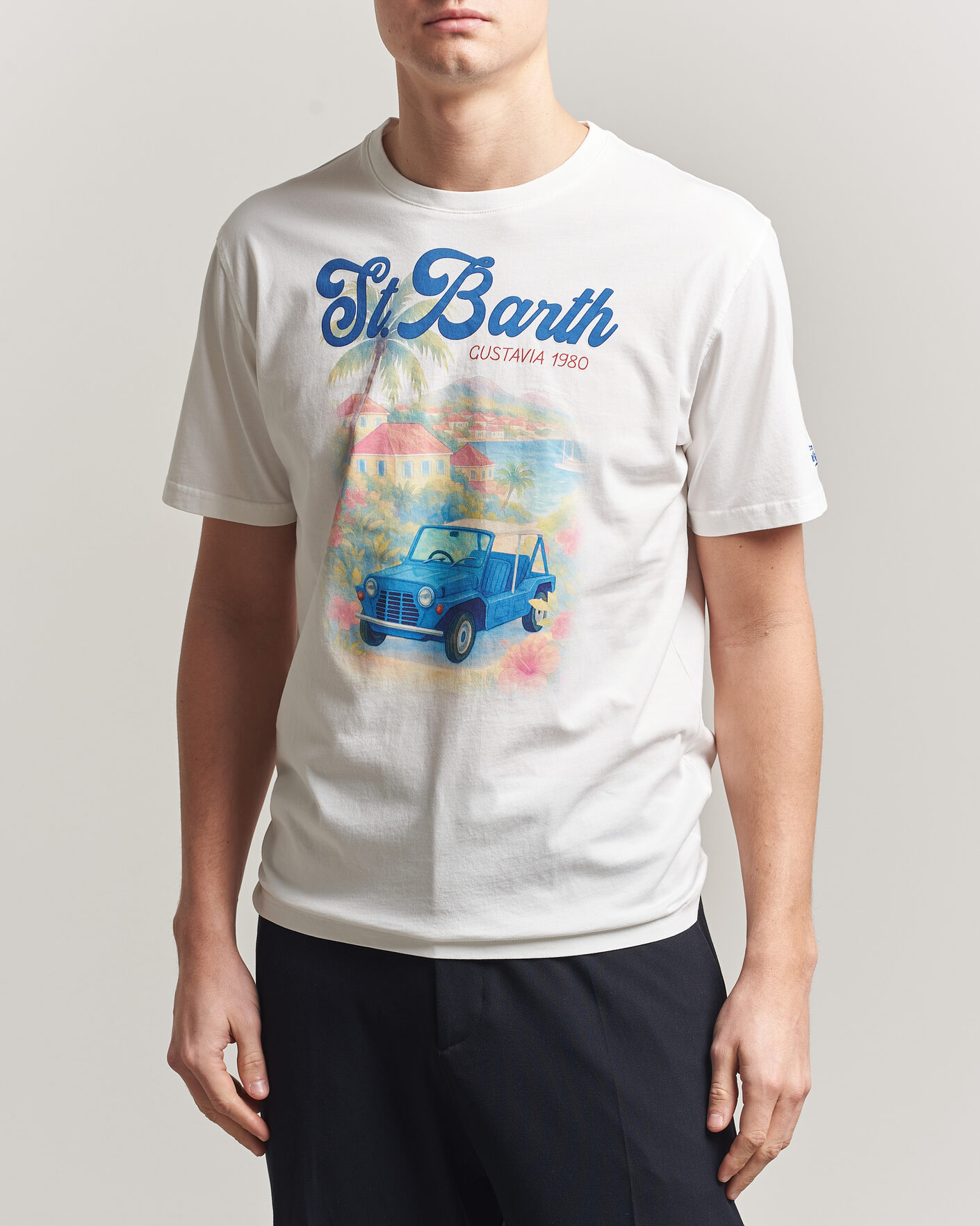 Homme | T-shirts | MC2 Saint Barth | Printed Cotton T-Shirt Ibiscus Car