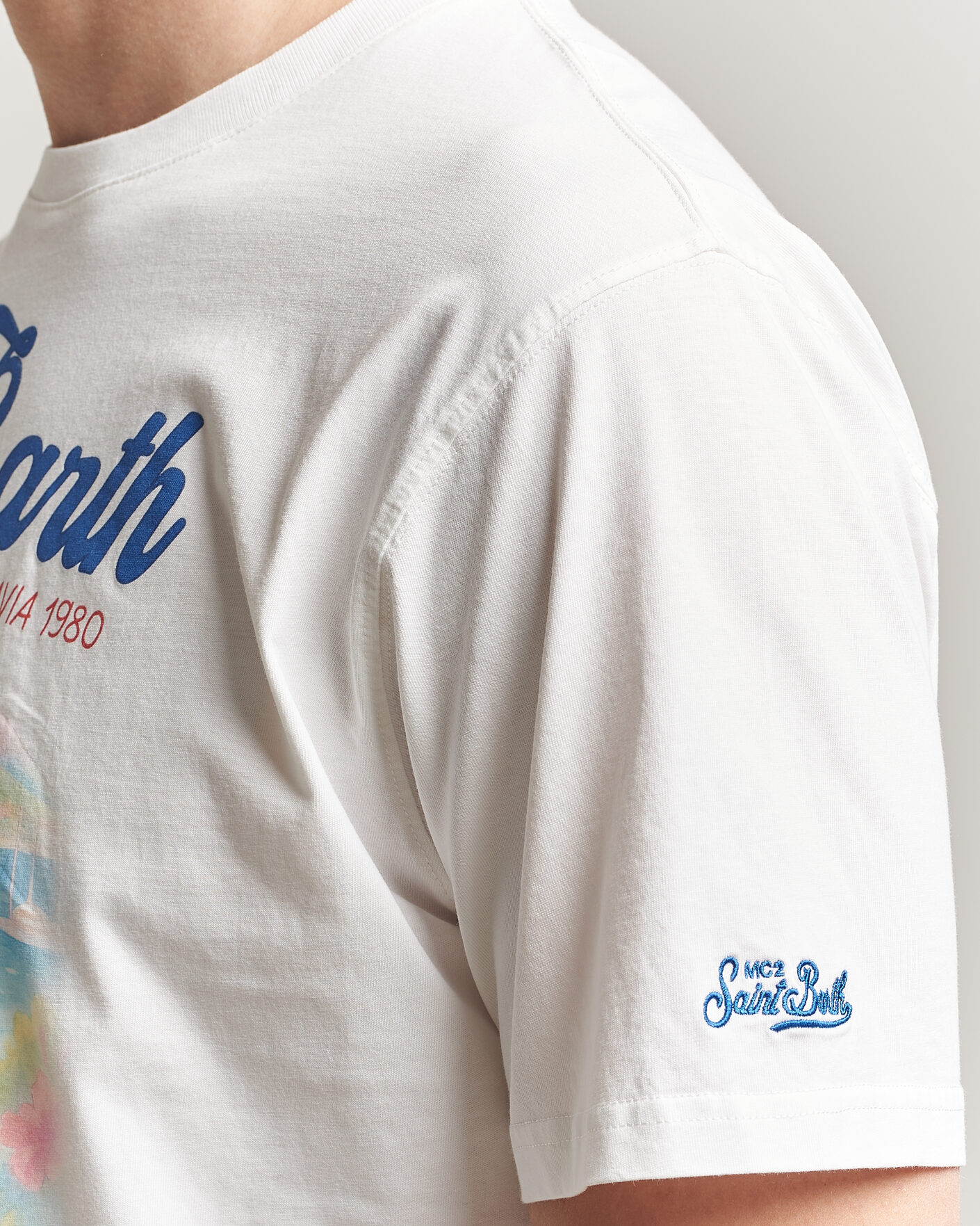 Homme | T-shirts | MC2 Saint Barth | Printed Cotton T-Shirt Ibiscus Car