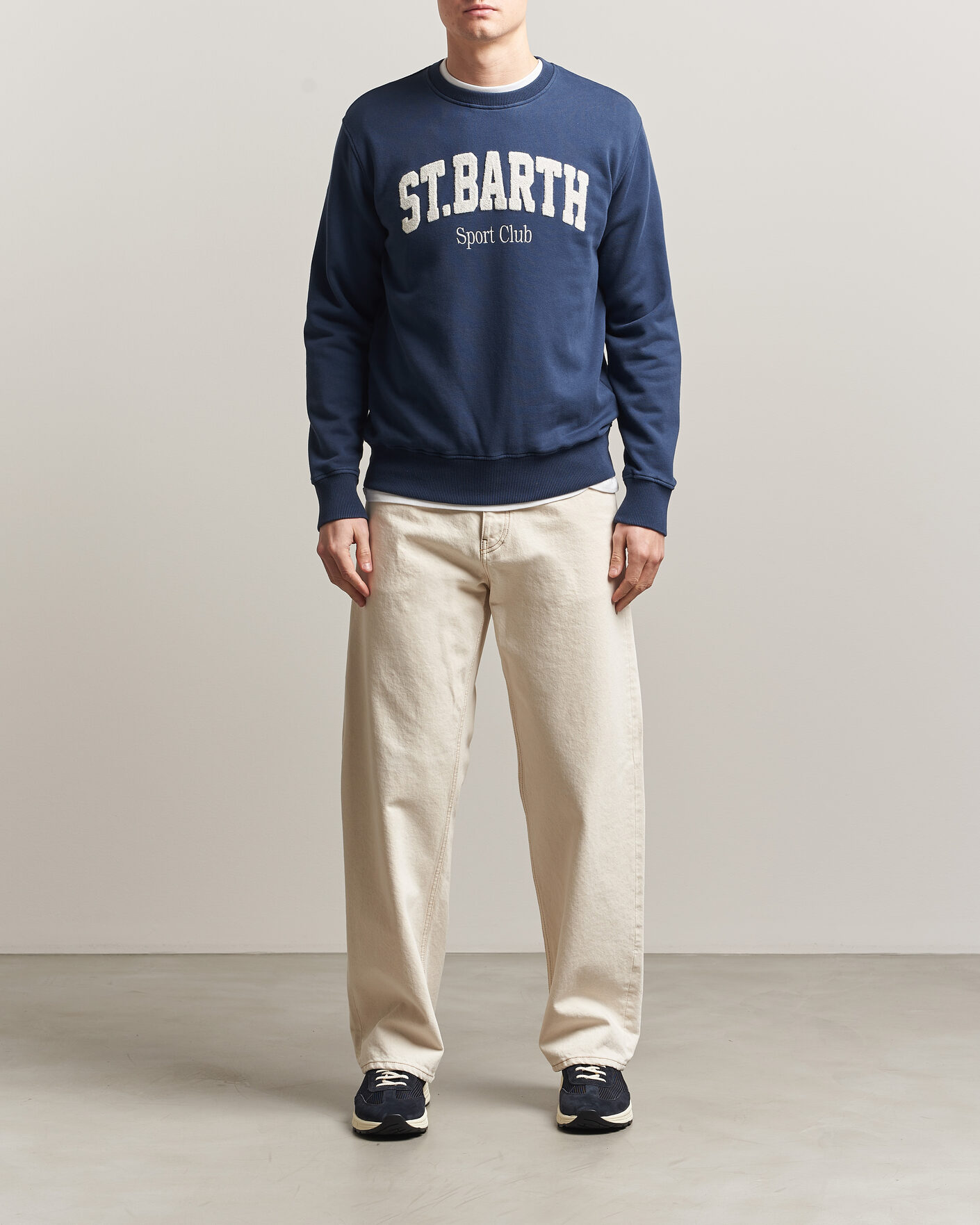 Homme | Pulls Et Tricots | MC2 Saint Barth | Terry Cotton Logo Sweatshirt Navy