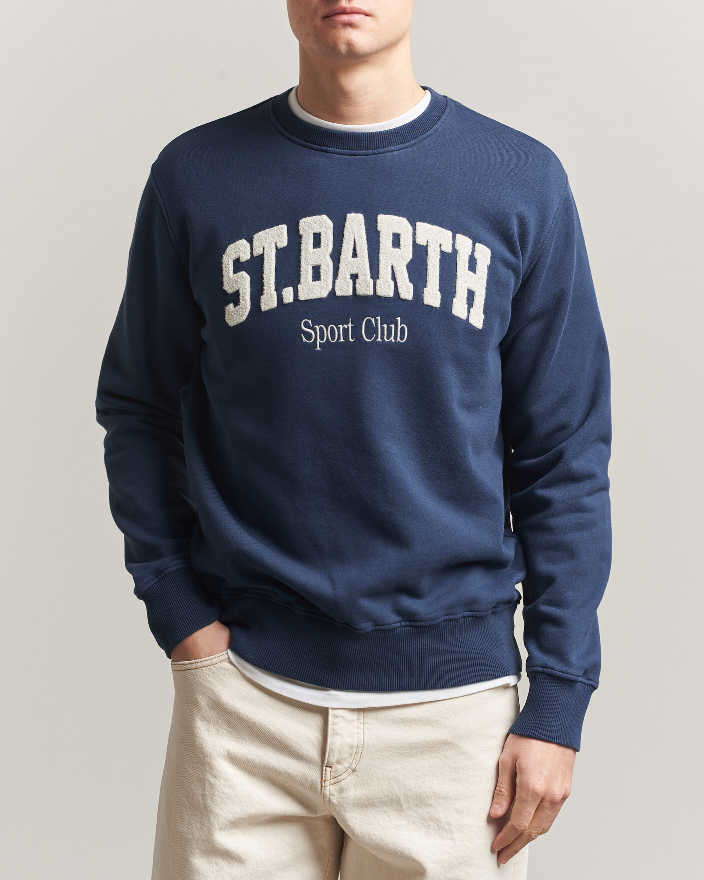 Homme | Pulls Et Tricots | MC2 Saint Barth | Terry Cotton Logo Sweatshirt Navy