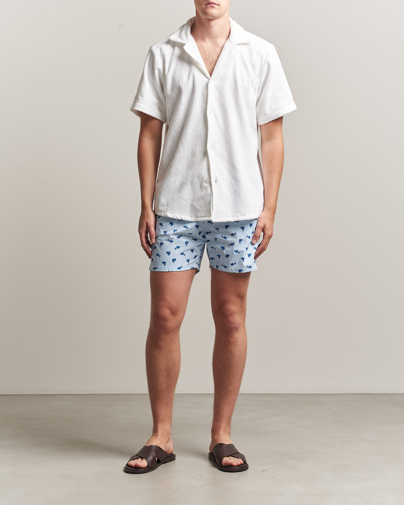 Heren | Zwembroek | MC2 Saint Barth | Printed Swim Shorts Blue Sharks
