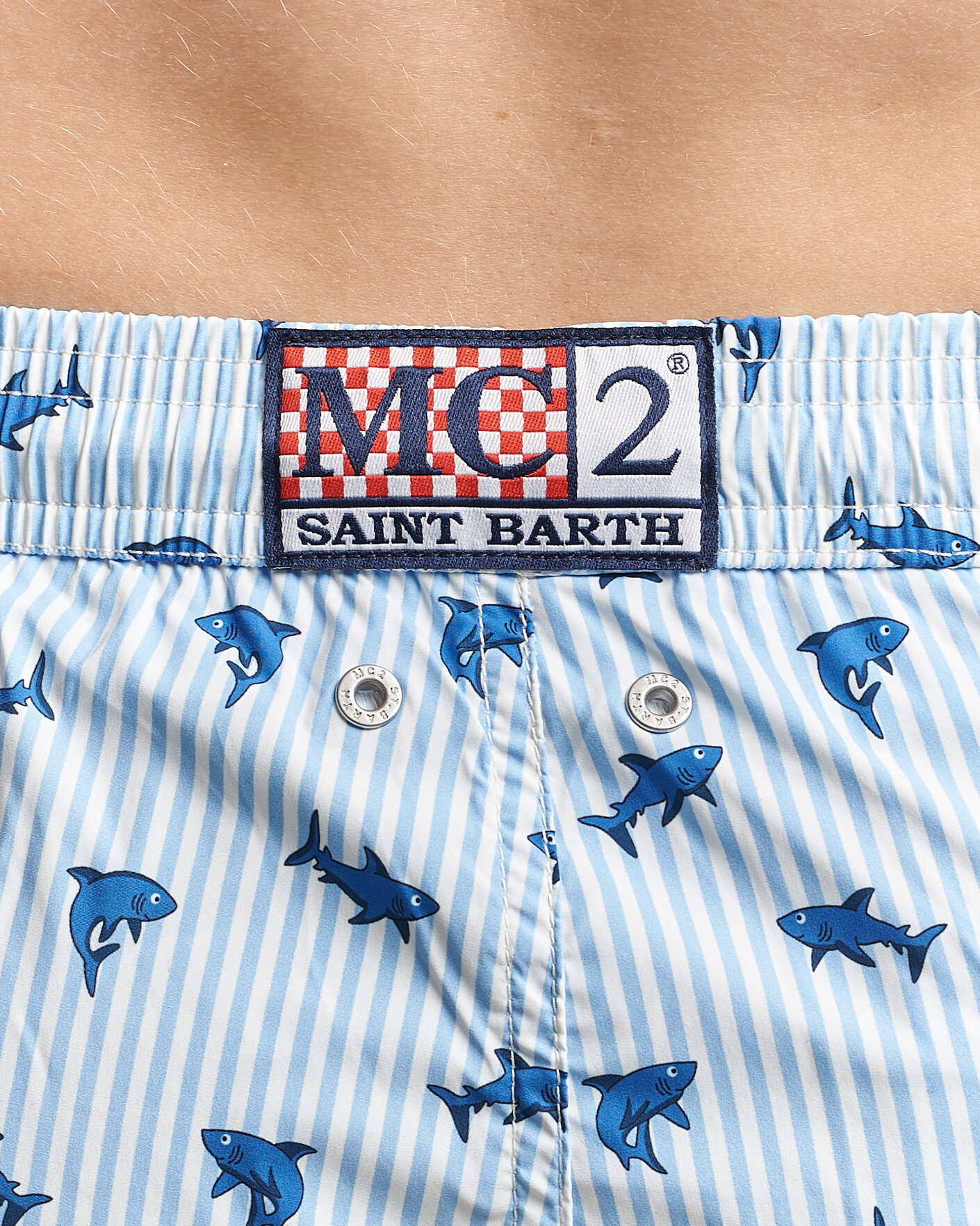 Homme | MC2 Saint Barth Printed Swim Shorts Blue Sharks | MC2 Saint Barth | Printed Swim Shorts Blue Sharks