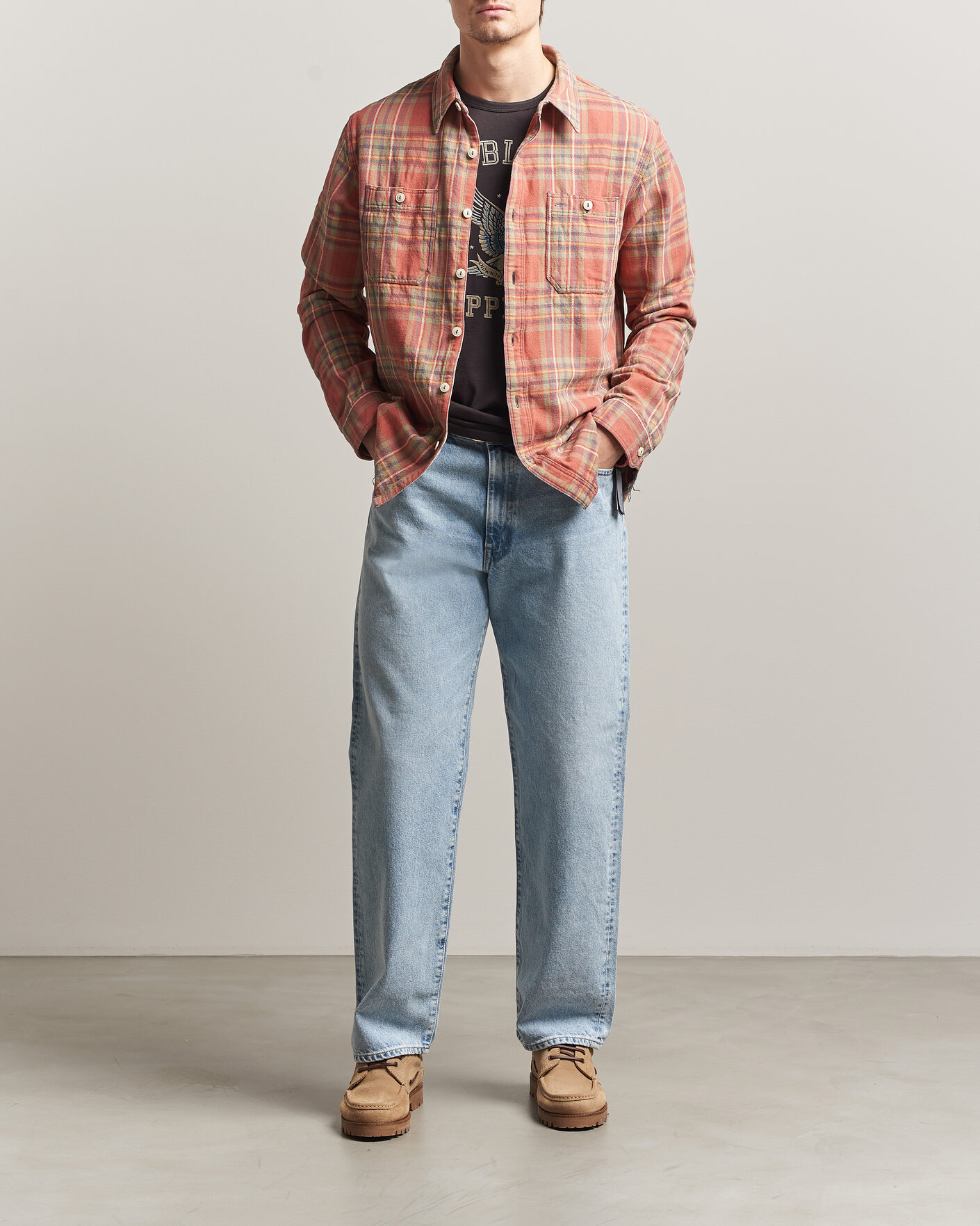 Heren | Overhemden | RRL | Cameron Double Pocket Shirt Red/Blue Check
