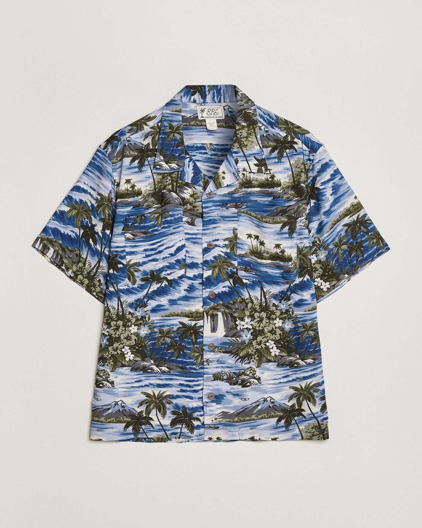 Heren | Overhemden | RRL | Printed Camp Shirt Blue
