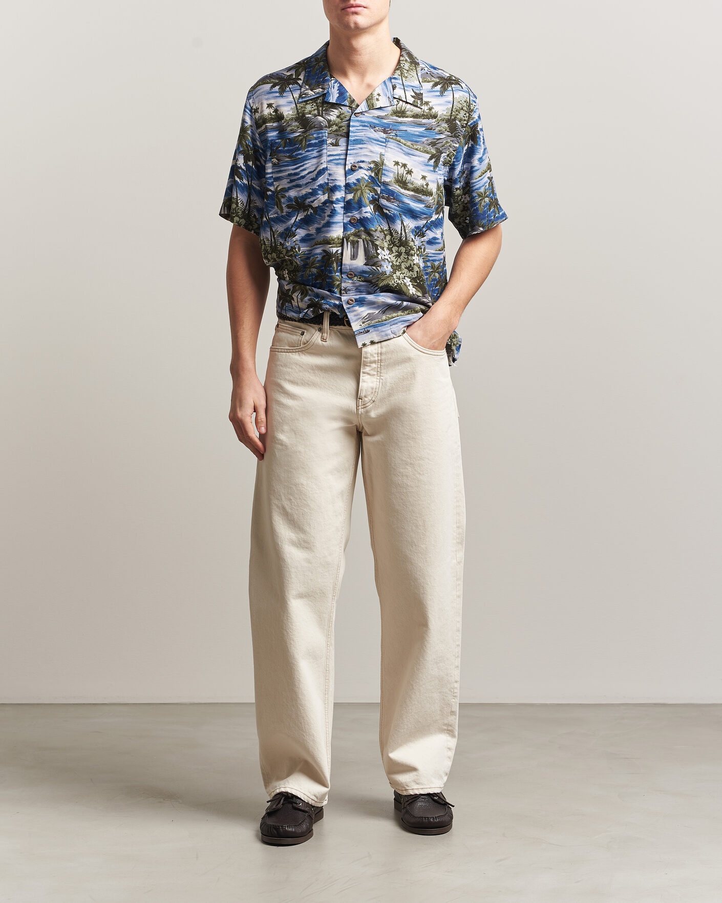 Heren | Overhemden | RRL | Printed Camp Shirt Blue
