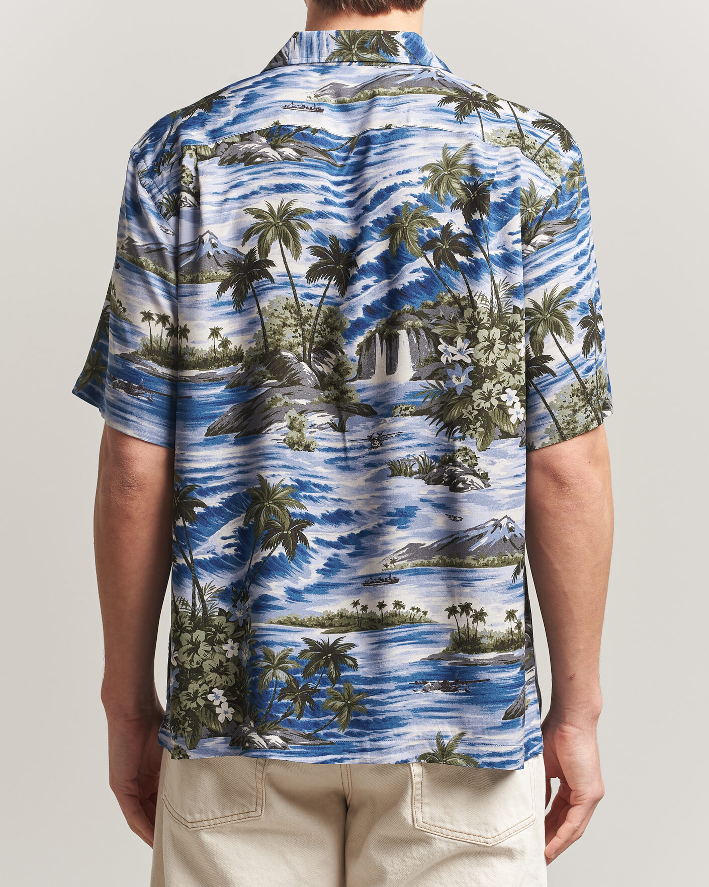 Heren | Overhemden | RRL | Printed Camp Shirt Blue