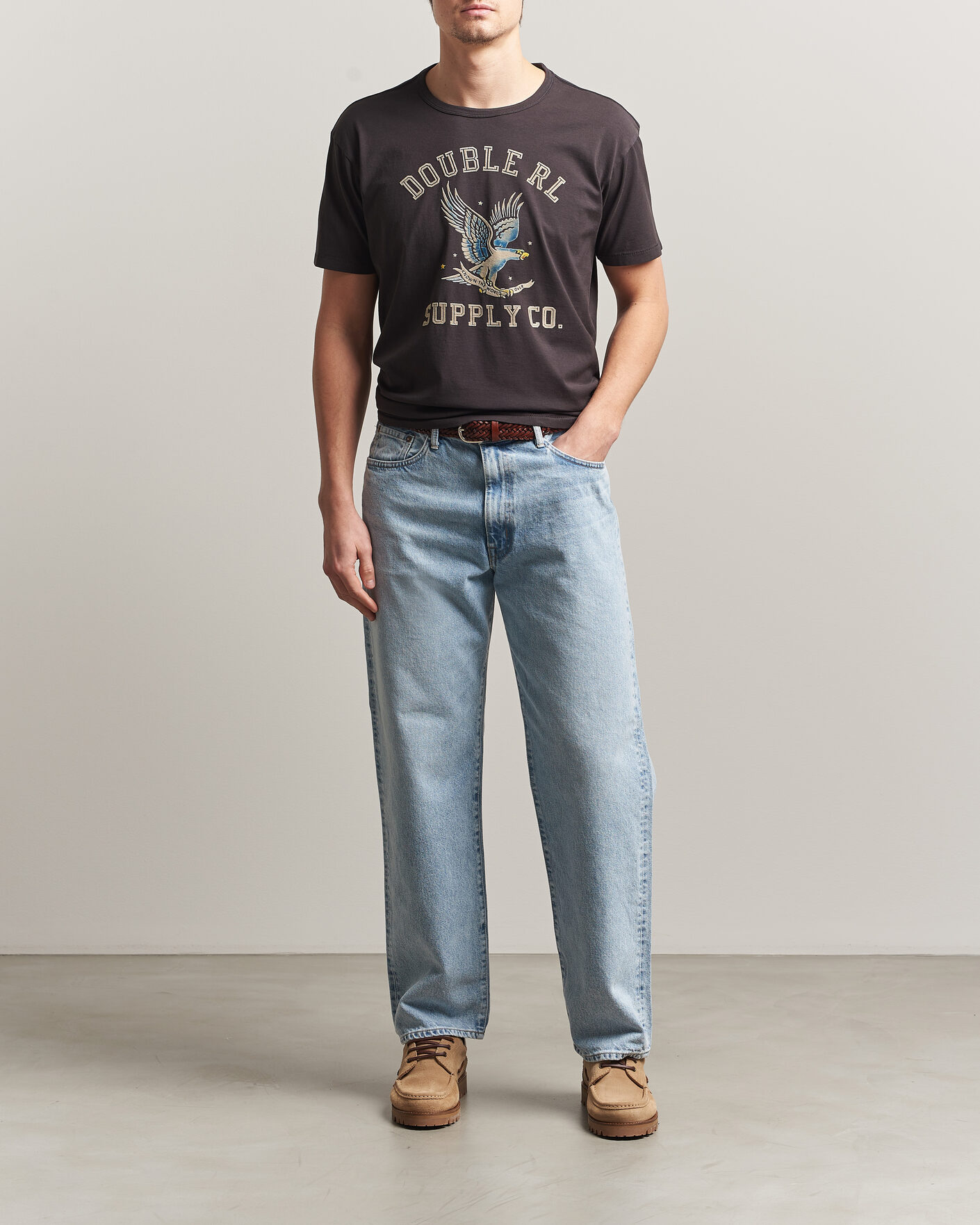 Heren | T-shirts | RRL | Eagle Print Tee Faded Black