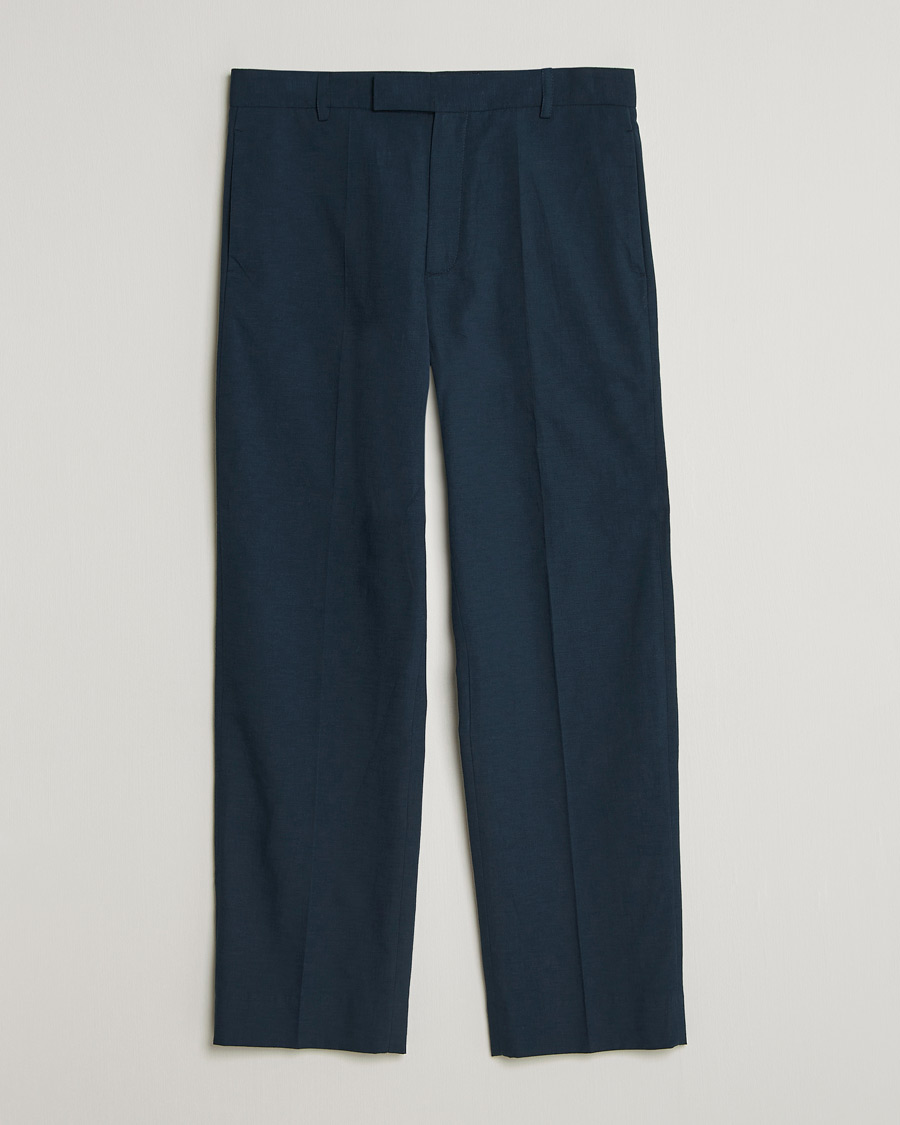 Heren | Broeken | Palmes | Pleated Cotton Trousers Navy