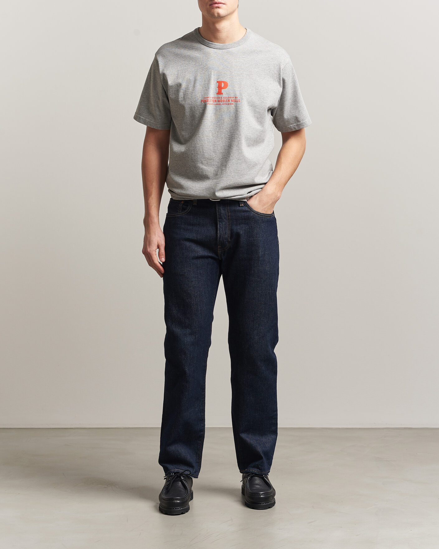 Heren | T-shirts | Pendleton | Heavyweight P Tee Ash Heather Grey