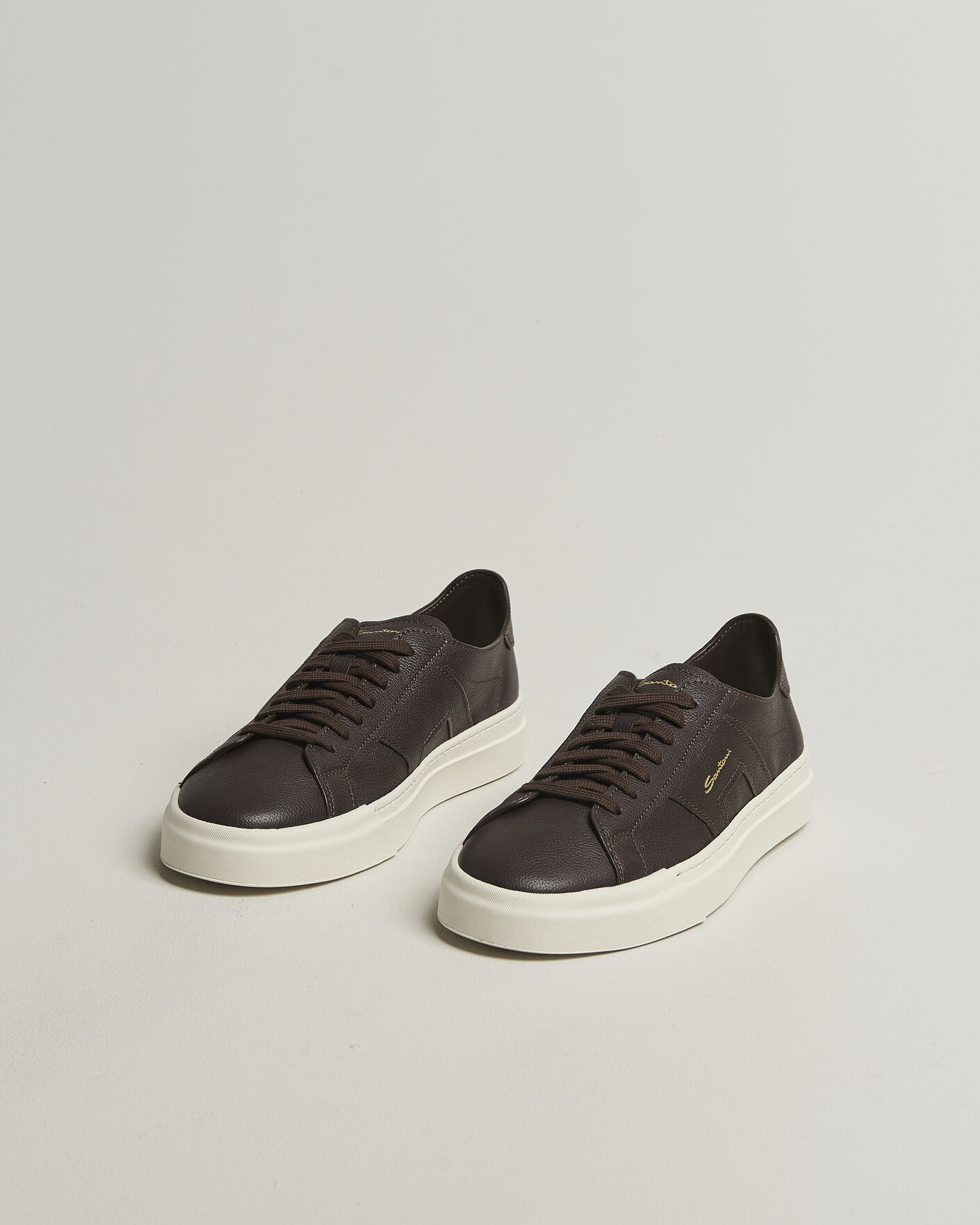 Heren | Sneakers | Santoni | Double Buckle Sneakers Dark Brown Calf