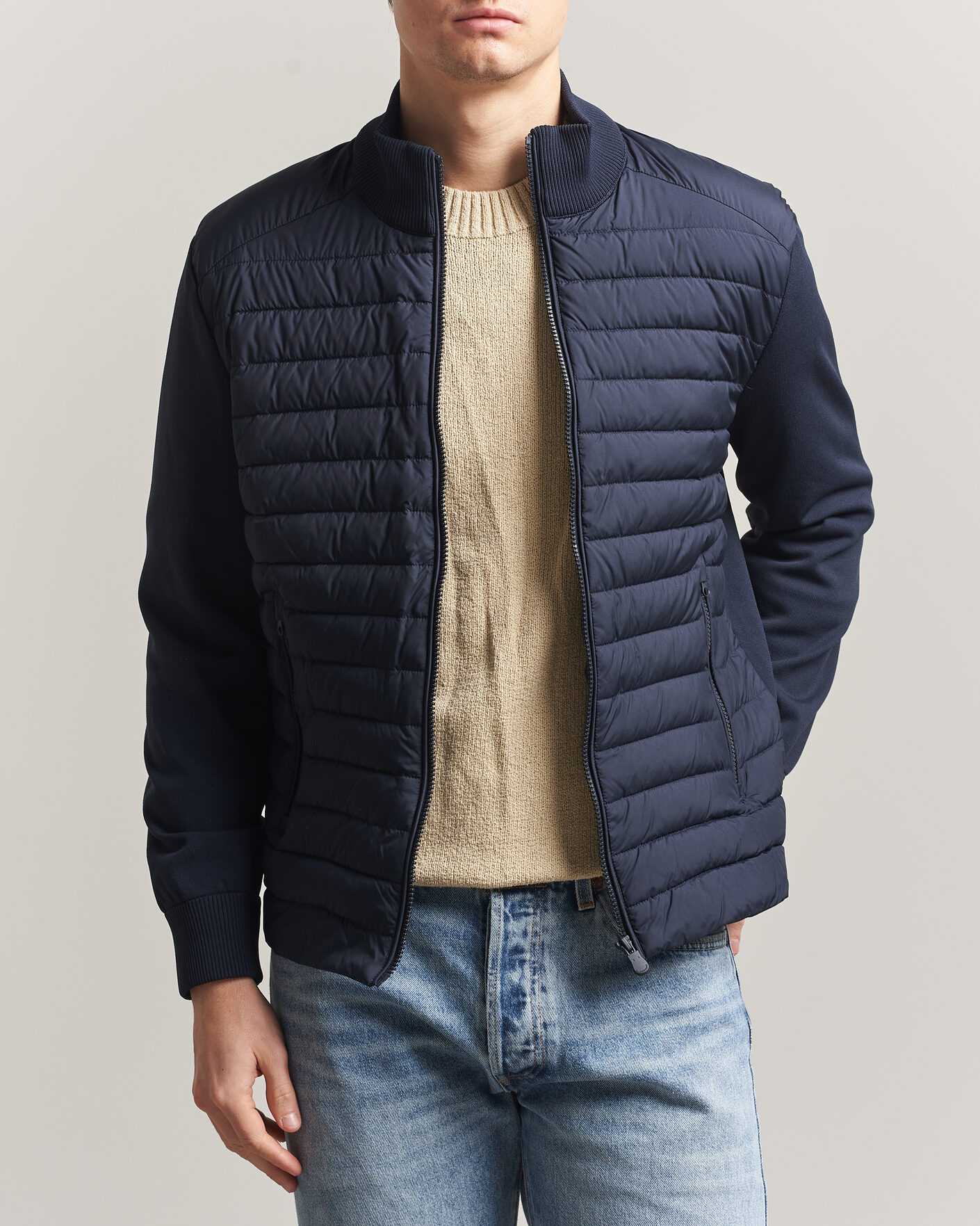 Heren | Jassen | Save The Duck | Sedum Lightweight Padded Hybrid Jacket Navy Blue
