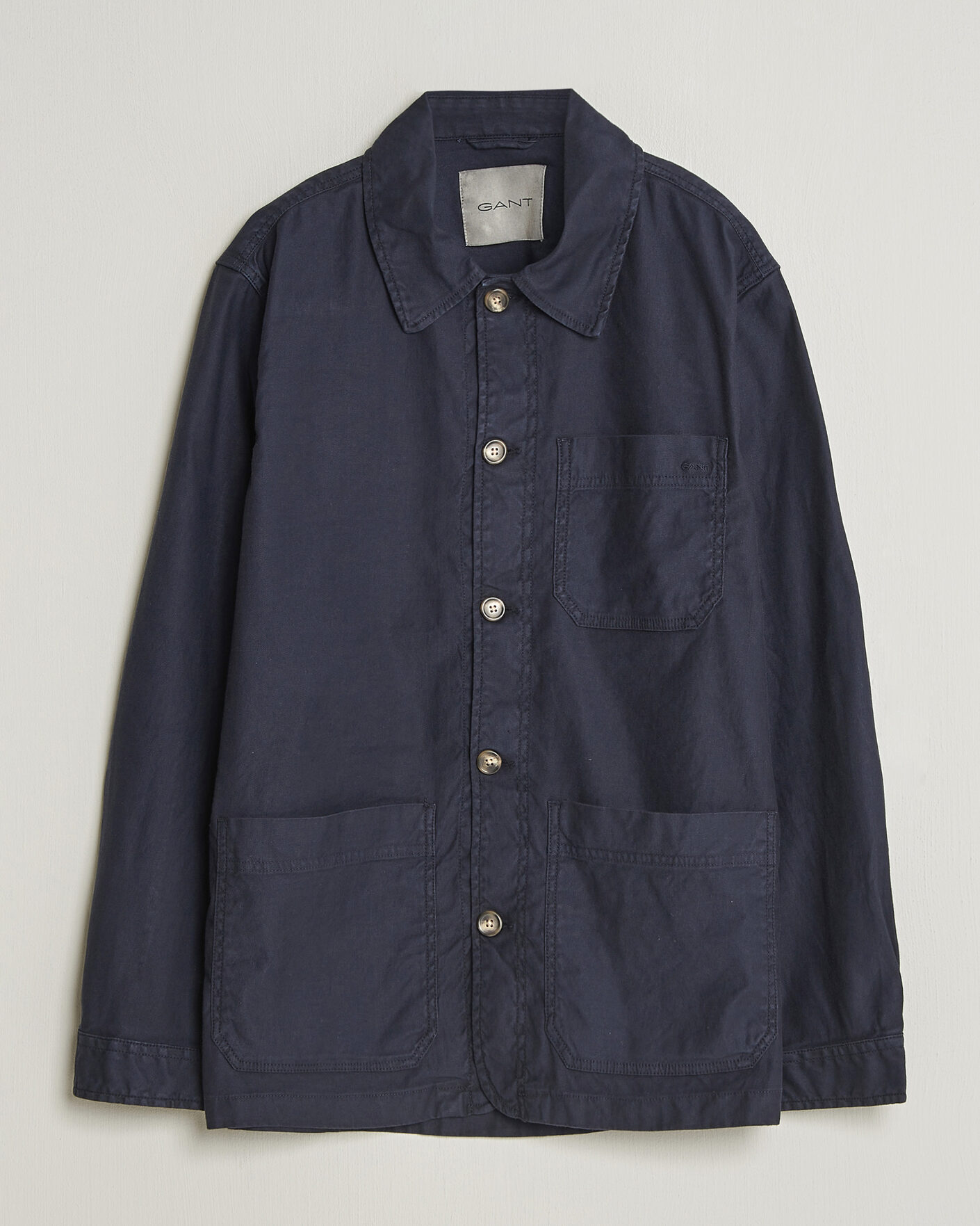 Homme | Chemises | Gant | Regular Fit Cotton/Linen Overshirt Evening Blue
