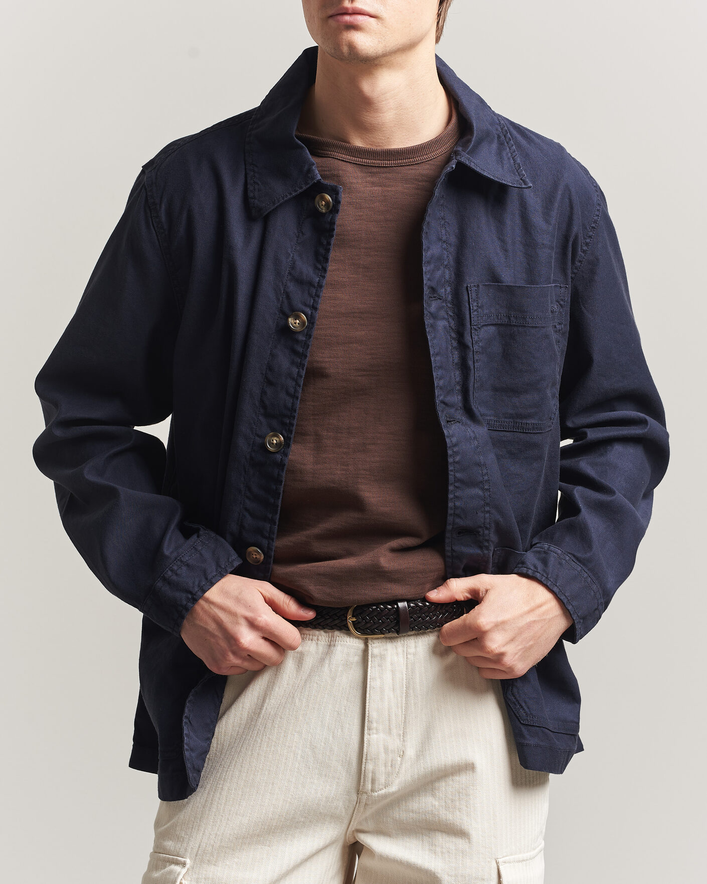 Homme | Chemises | Gant | Regular Fit Cotton/Linen Overshirt Evening Blue
