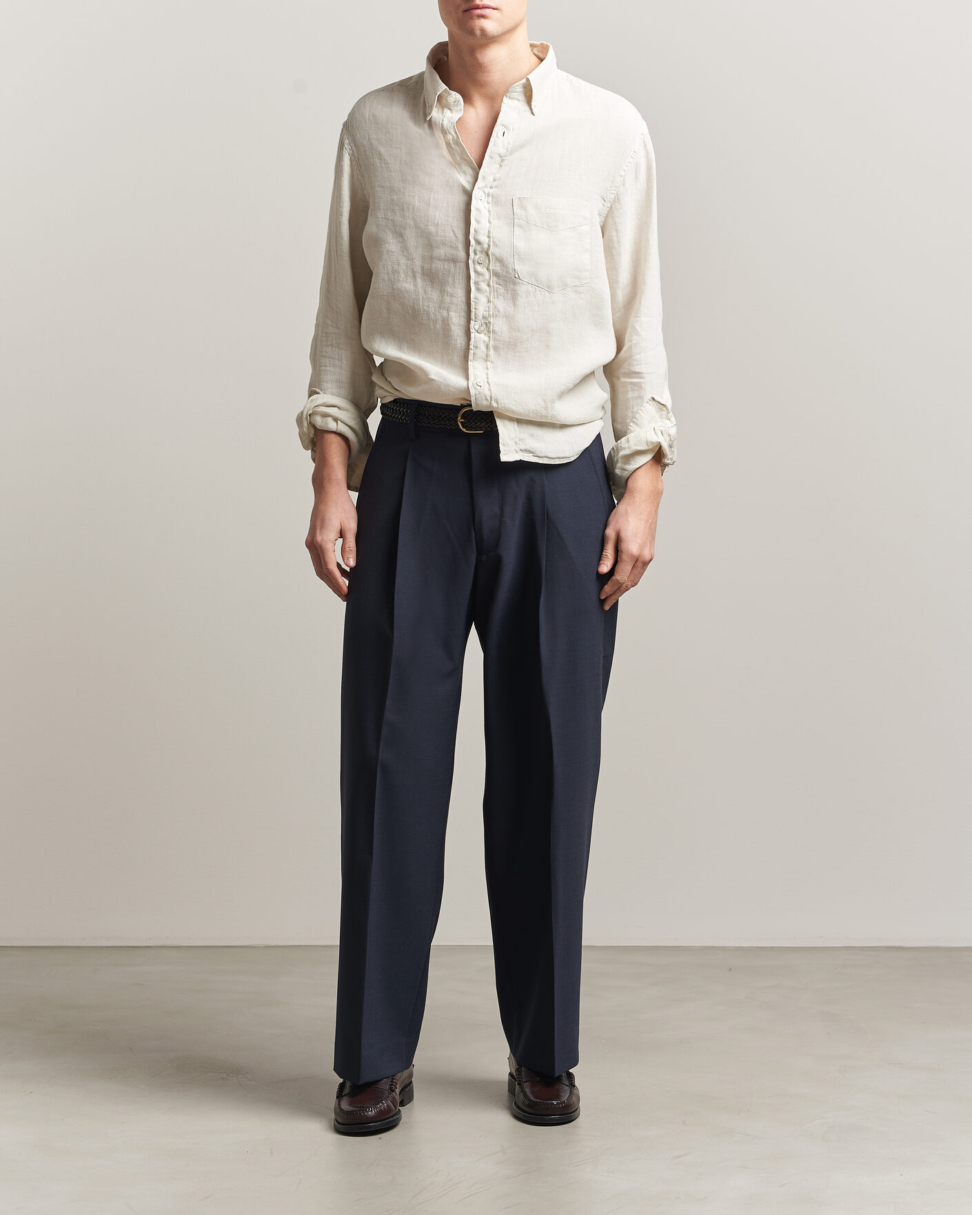 Heren | Overhemden | Gant | Regular Fit Garment Dyed Linen Shirt Sand