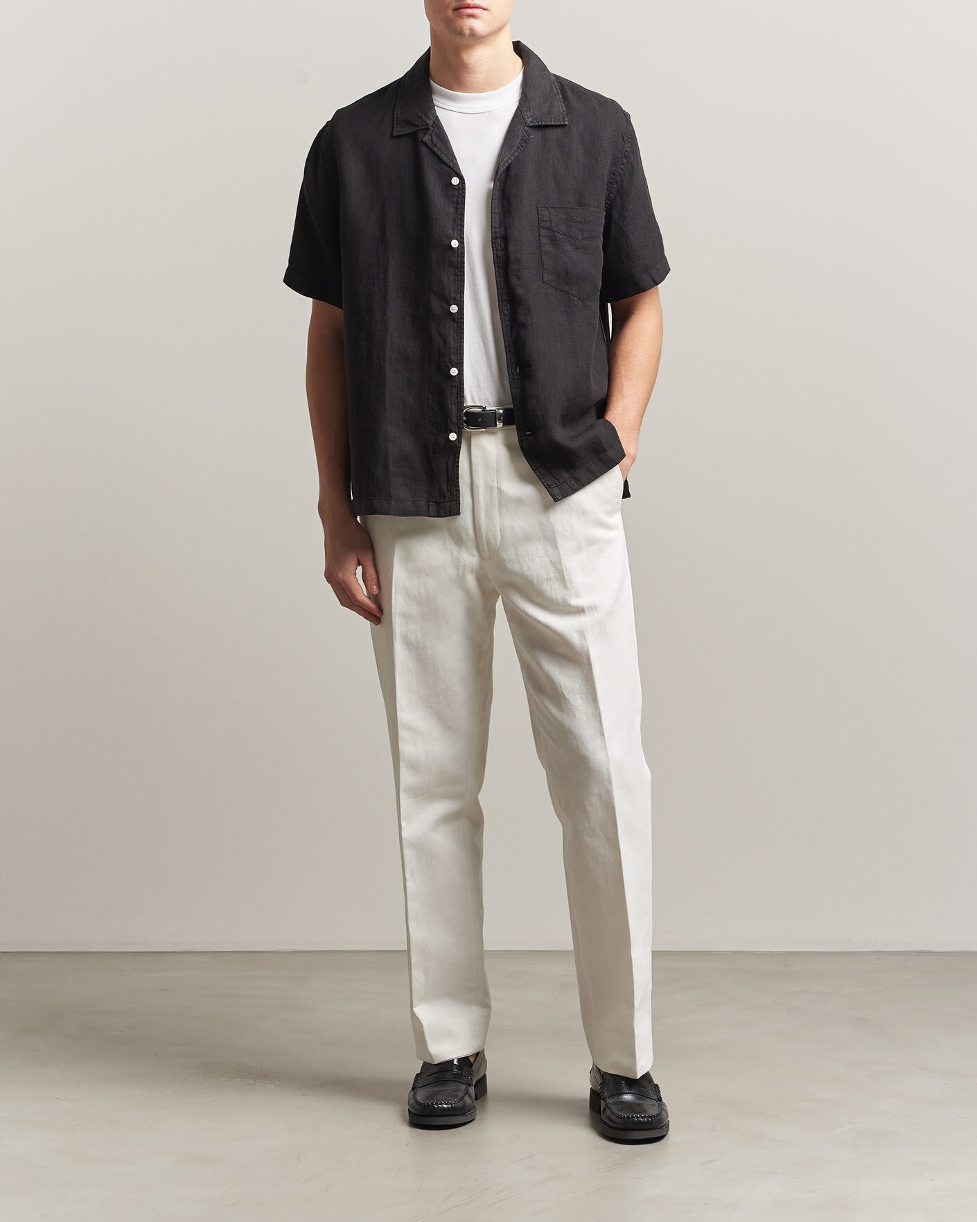 Heren | Overhemden | Gant | Regular Fit Garment Dyed Camp Shirrt Black