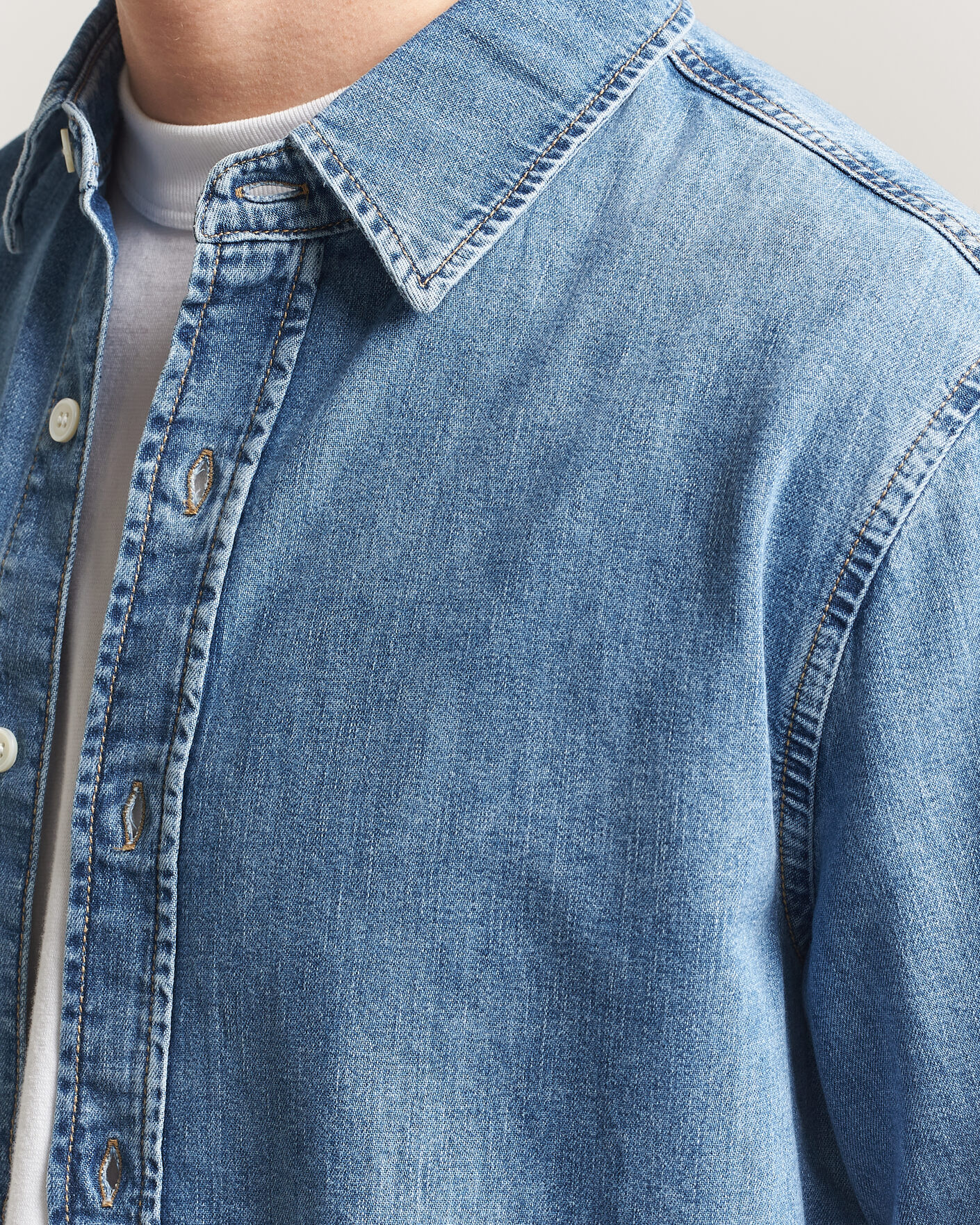 Homme | Chemises | Gant | Regular Fit Denim Shirt Semi Light Blue Worn In