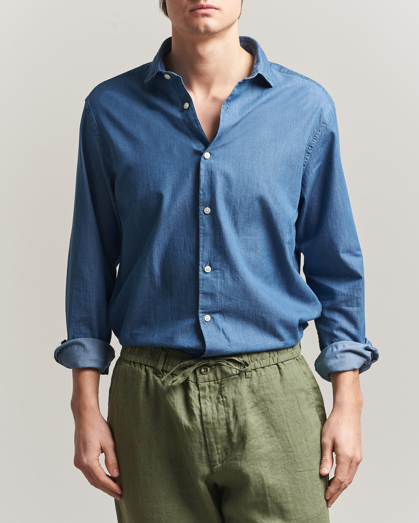 Heren | Overhemden | Gant | Regular Fit Indigo Twill Shirt Semi Light Blue