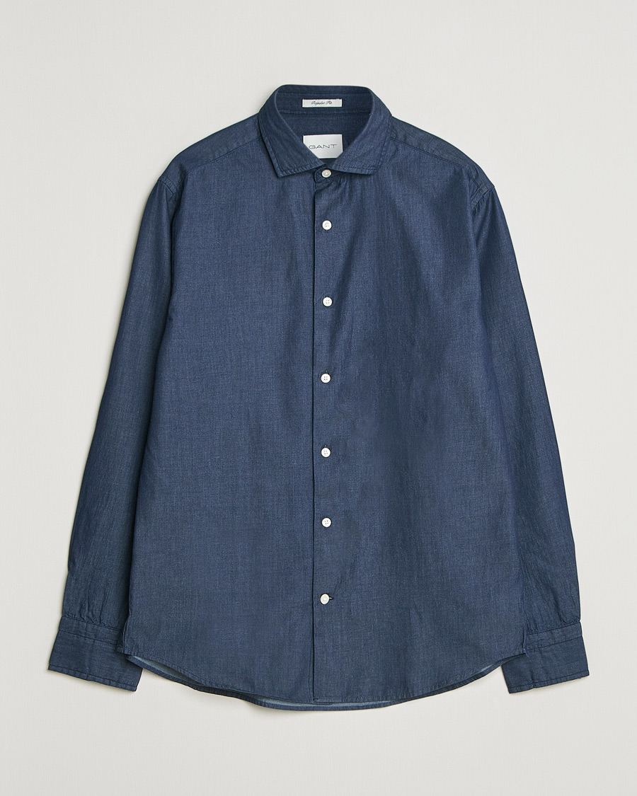 Homme | Chemises | Gant | Regular Fit Indigo Twill Shirt Dark Indigo
