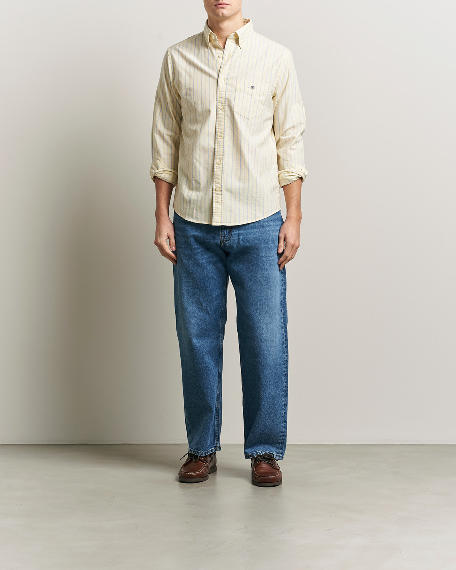 Heren | Overhemden | Gant | Regluar Fit Classic Oxford Striped Shirt Light Mustard Yellow