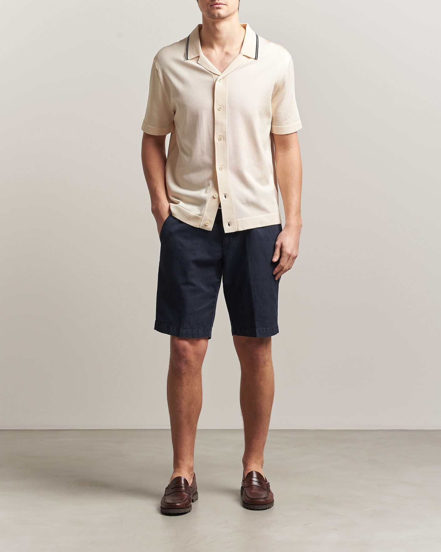 Heren | Overhemden | Gant | Knitted Resort Collar Shirt Creamed White