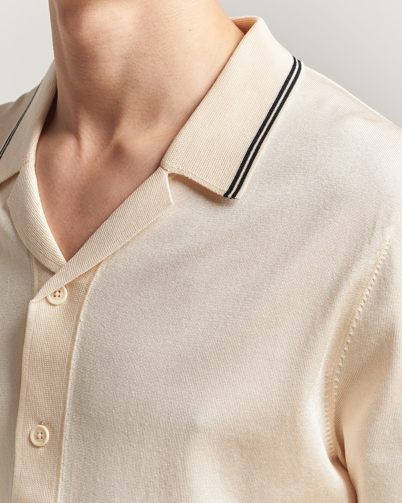 Heren | Overhemden | GANT | Knitted Resort Collar Shirt Creamed White
