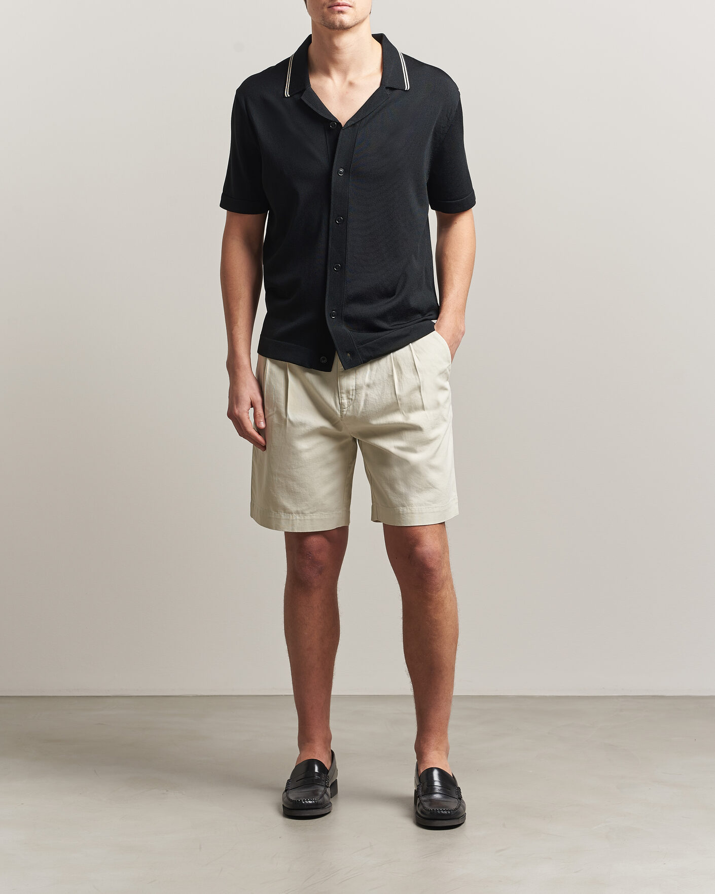 Heren | Overhemden | GANT | Knitted Resort Collar Shirt Black