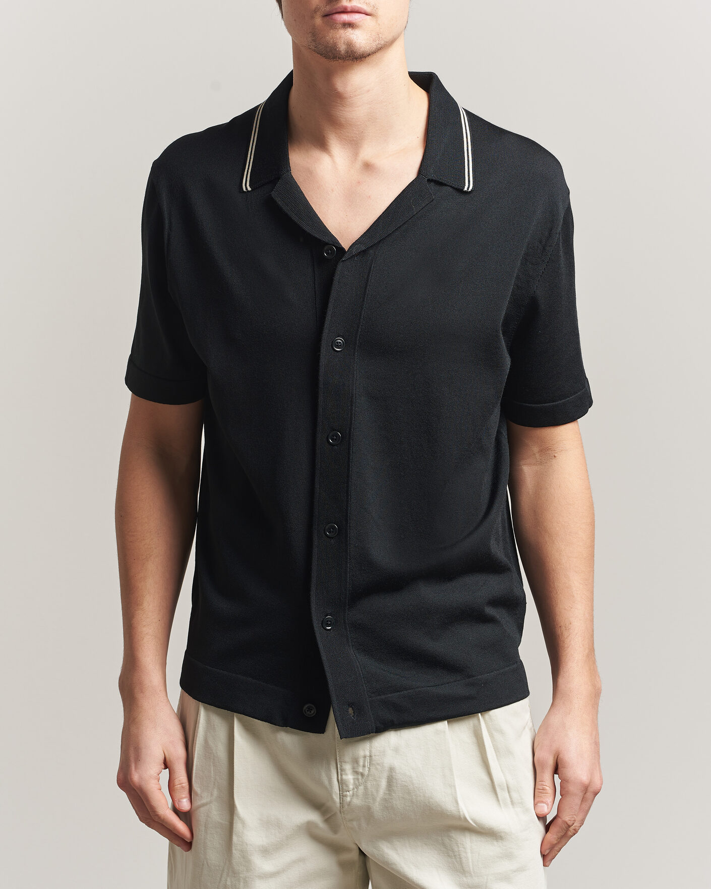 Heren | Overhemden | Gant | Knitted Resort Collar Shirt Black