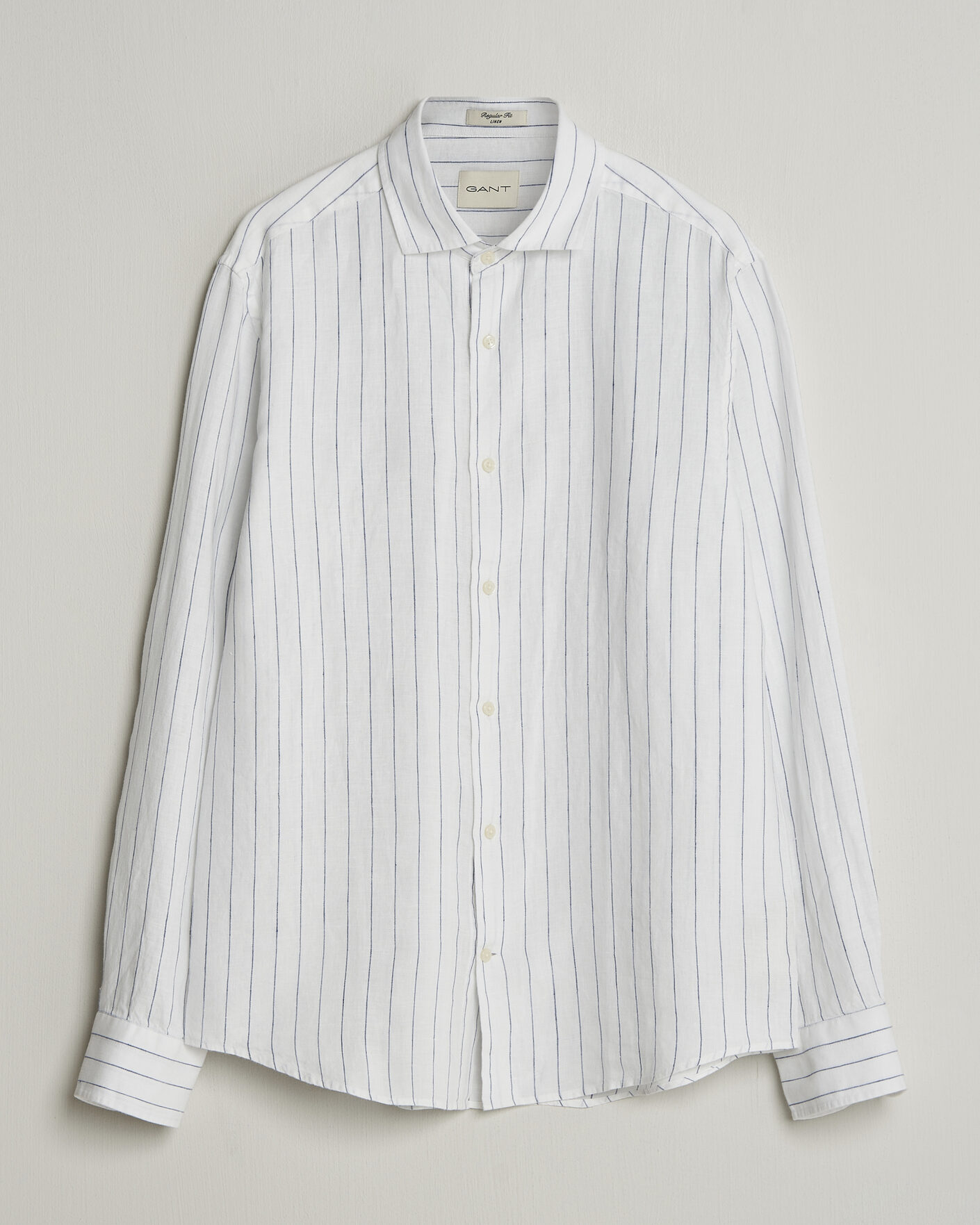 Heren | Overhemden | GANT | Regular Fit Linen Striped Shirt White