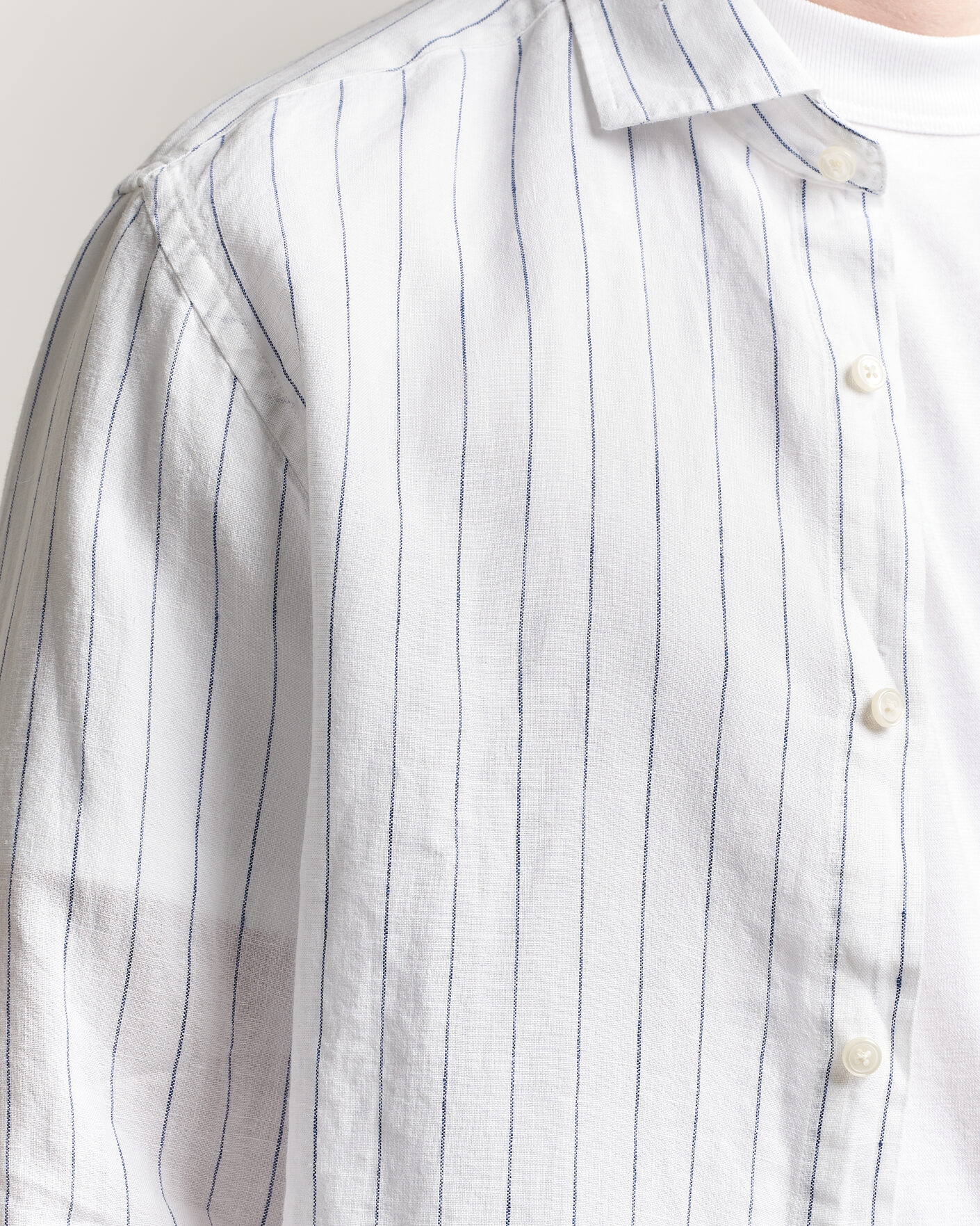 Heren | Overhemden | Gant | Regular Fit Linen Striped Shirt White